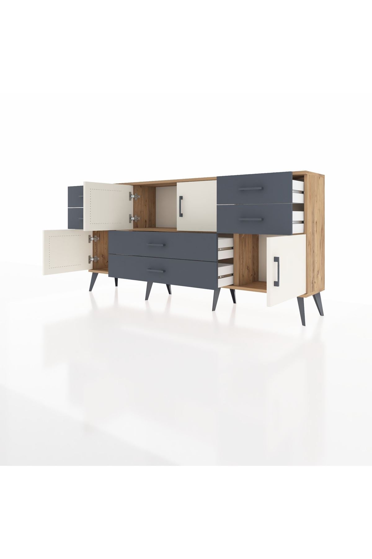 Arges Konsol 3 Raflı 6 Çekmeceli 4 Kapaklı 176x30x83 - S148M006V23A