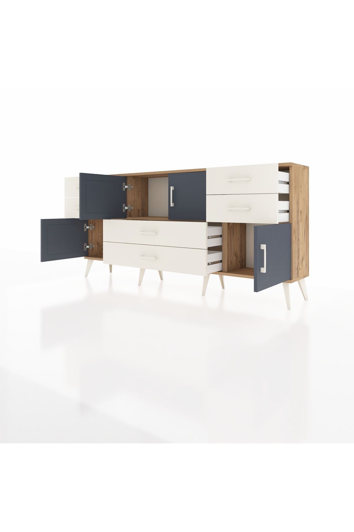 Arges Konsol 3 Raflı 6 Çekmeceli 4 Kapaklı 176x30x83 - S148M006V25A