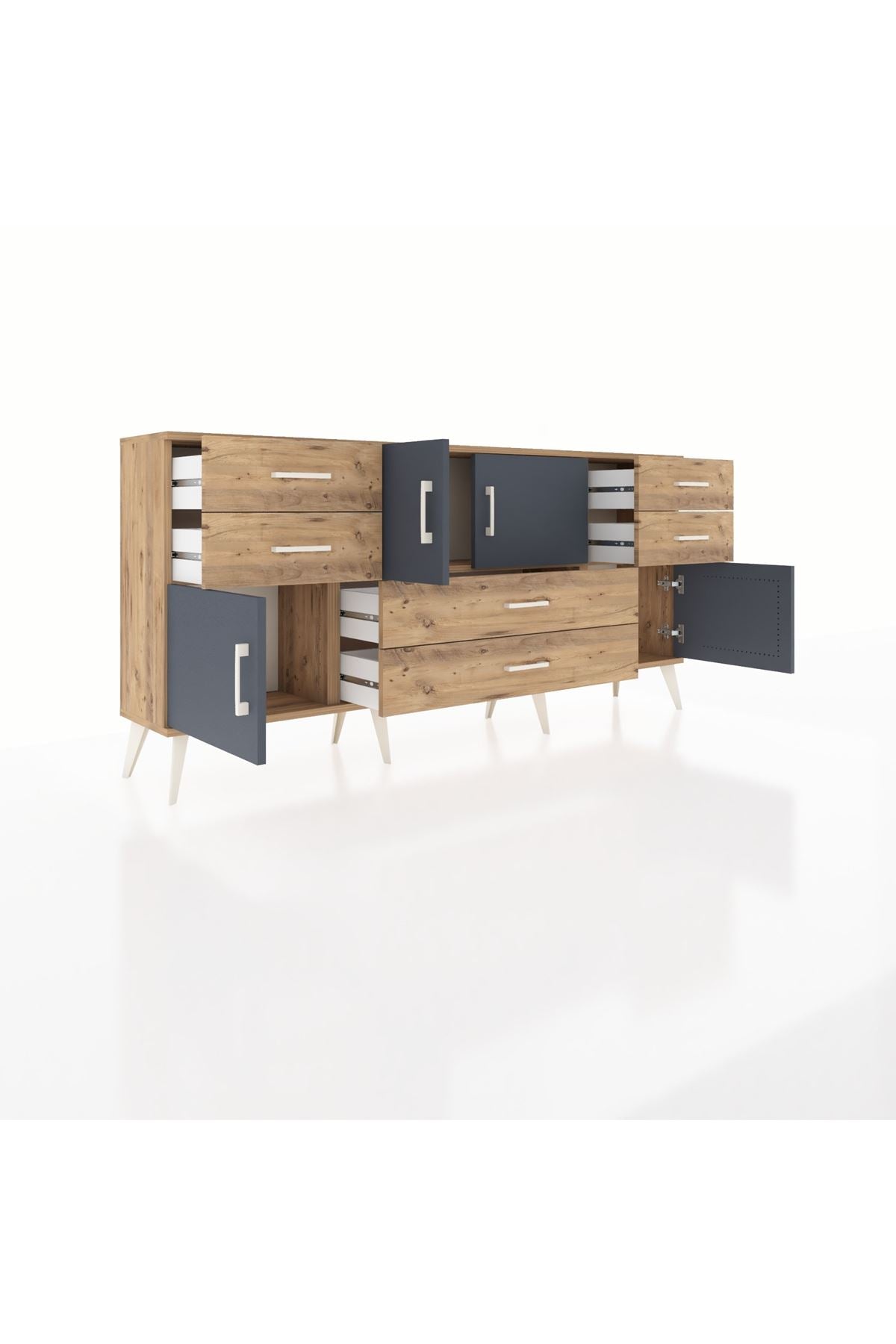 Arges Konsol 3 Raflı 6 Çekmeceli 4 Kapaklı 176x30x83 - S148M006V27A
