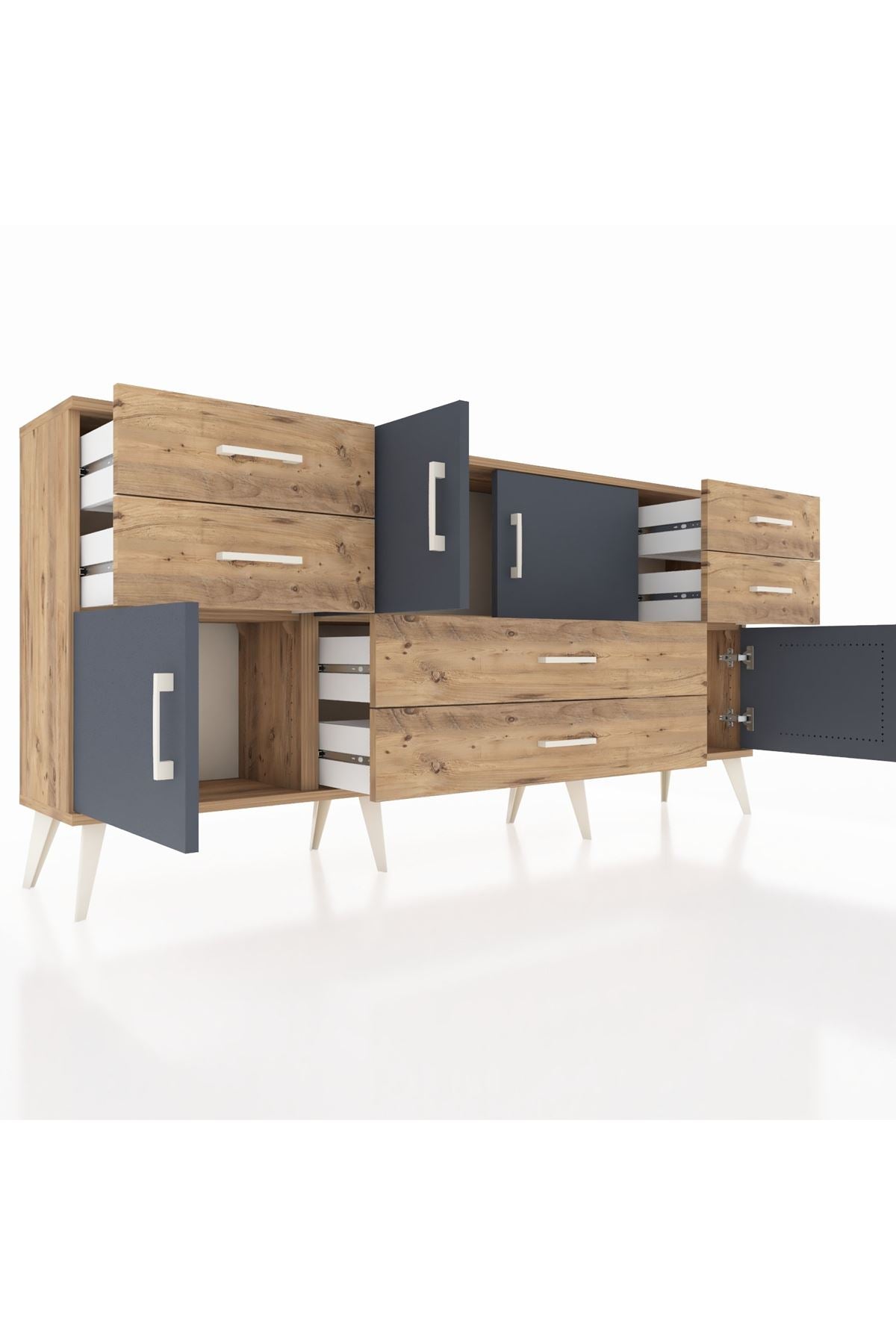 Arges Konsol 3 Raflı 6 Çekmeceli 4 Kapaklı 176x30x83 - S148M006V27A
