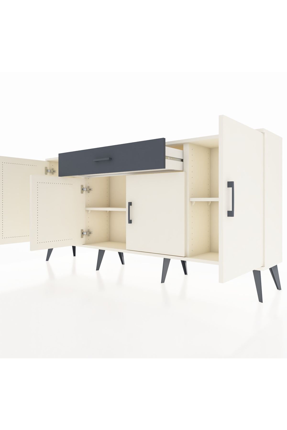 Arges Konsol 3 Raflı Tek Çekmeceli 4 Kapaklı 176x30x83 - S148M007V05A