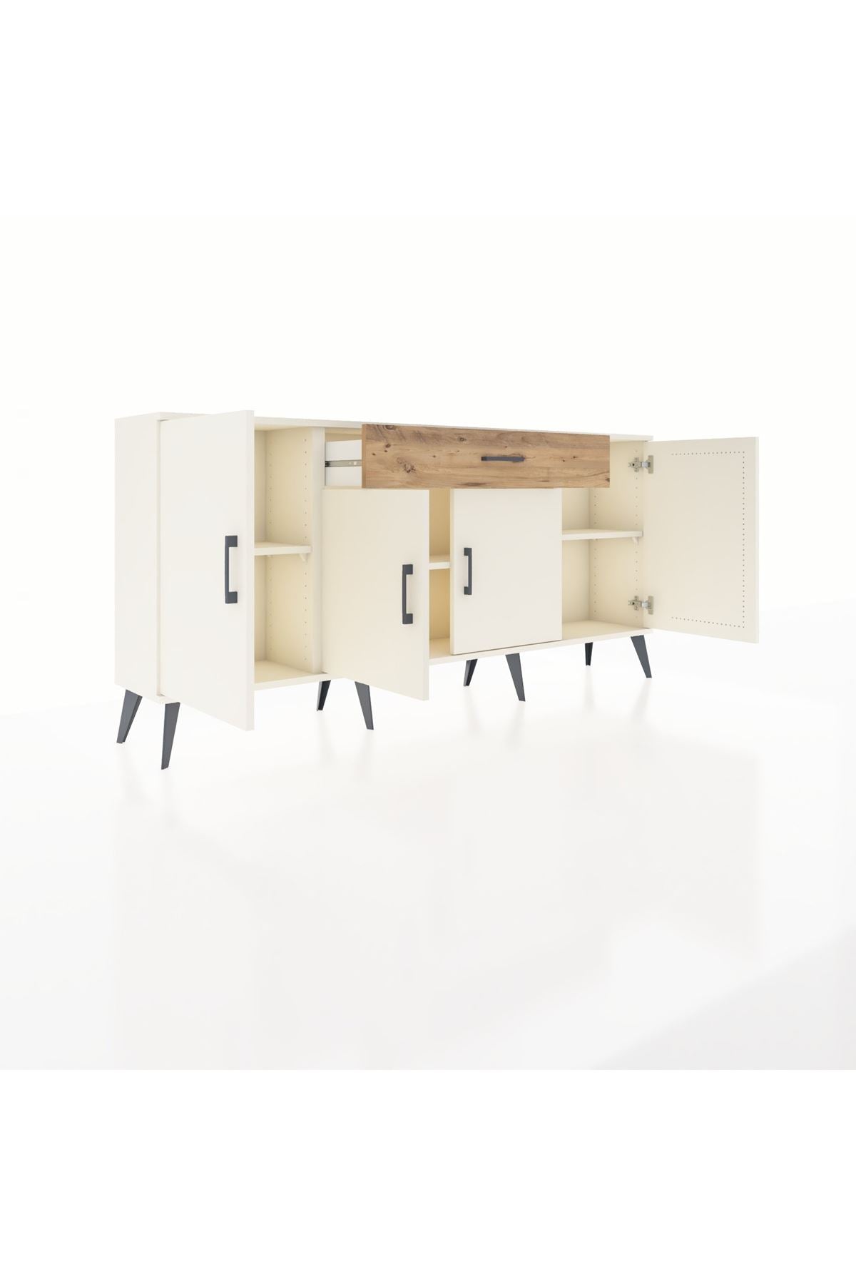 Arges Konsol 3 Raflı Tek Çekmeceli 4 Kapaklı 176x30x83 - S148M007V06A