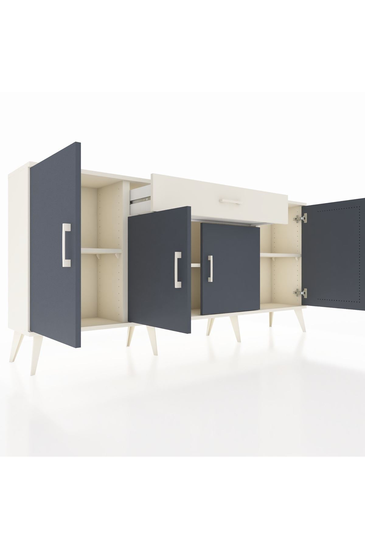 Arges Konsol 3 Raflı Tek Çekmeceli 4 Kapaklı 176x30x83 - S148M007V07A