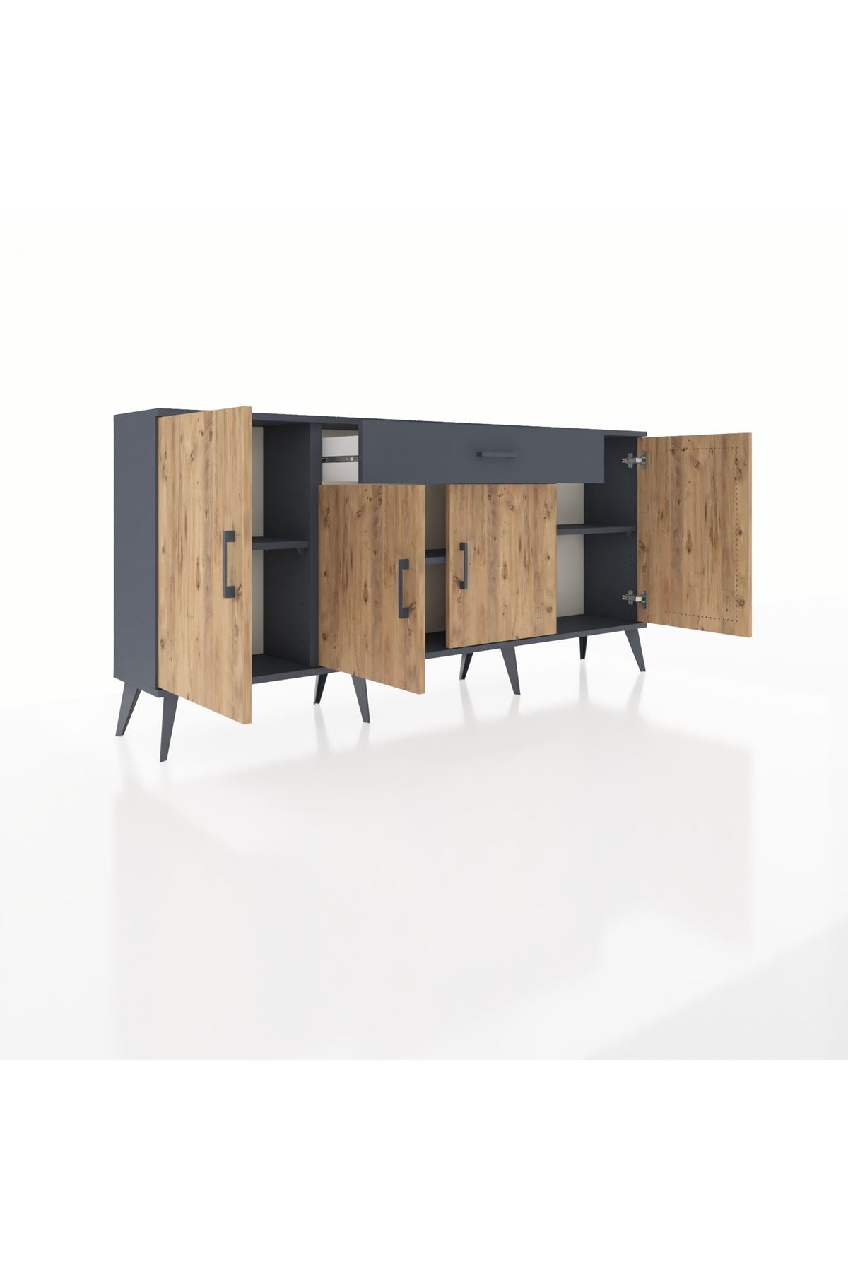 Arges Konsol 3 Raflı Tek Çekmeceli 4 Kapaklı 176x30x83 - S148M007V11A