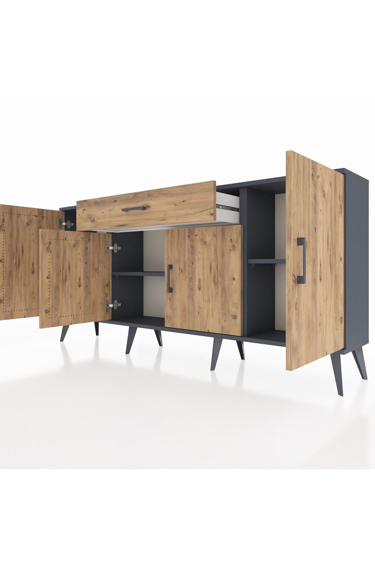 Arges Konsol 3 Raflı Tek Çekmeceli 4 Kapaklı 176x30x83 - S148M007V12A