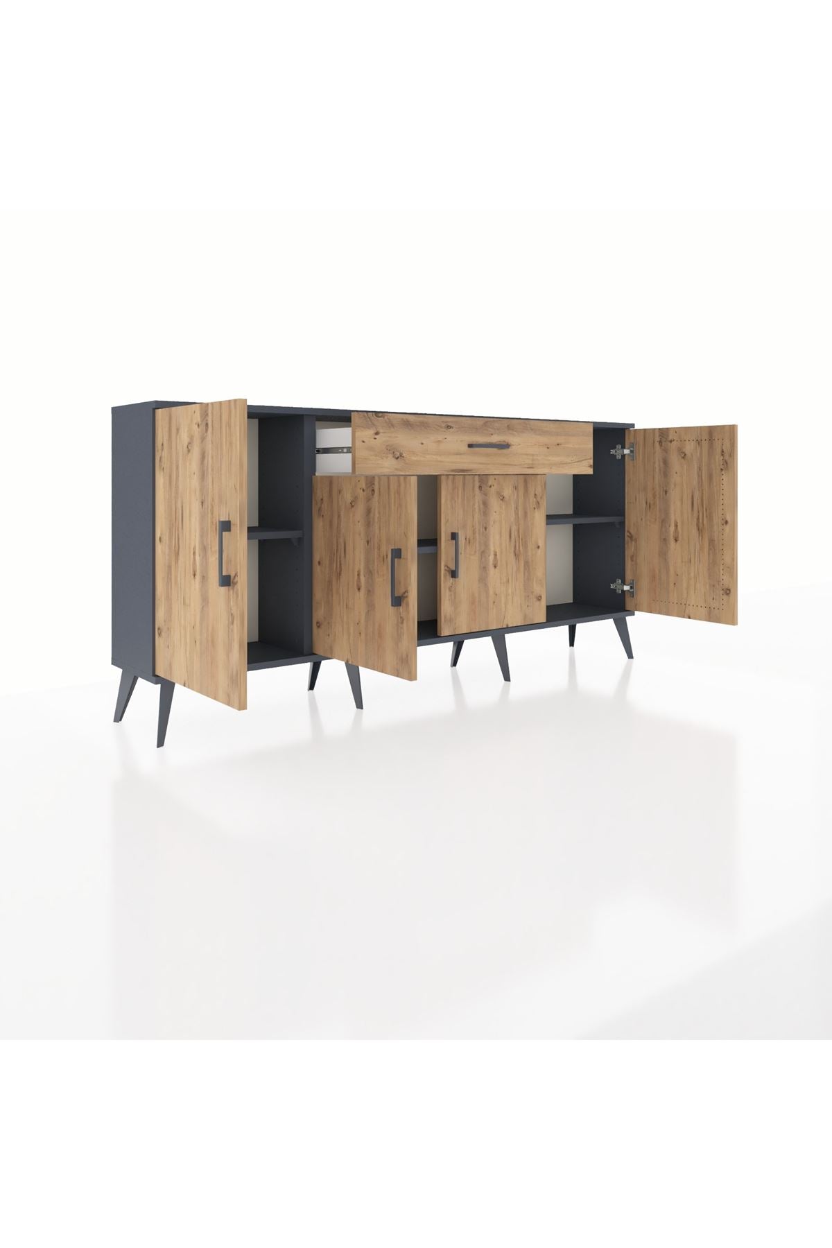 Arges Konsol 3 Raflı Tek Çekmeceli 4 Kapaklı 176x30x83 - S148M007V12A