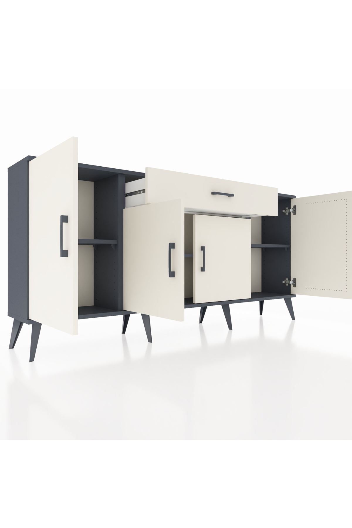 Arges Konsol 3 Raflı Tek Çekmeceli 4 Kapaklı 176x30x83 - S148M007V13A