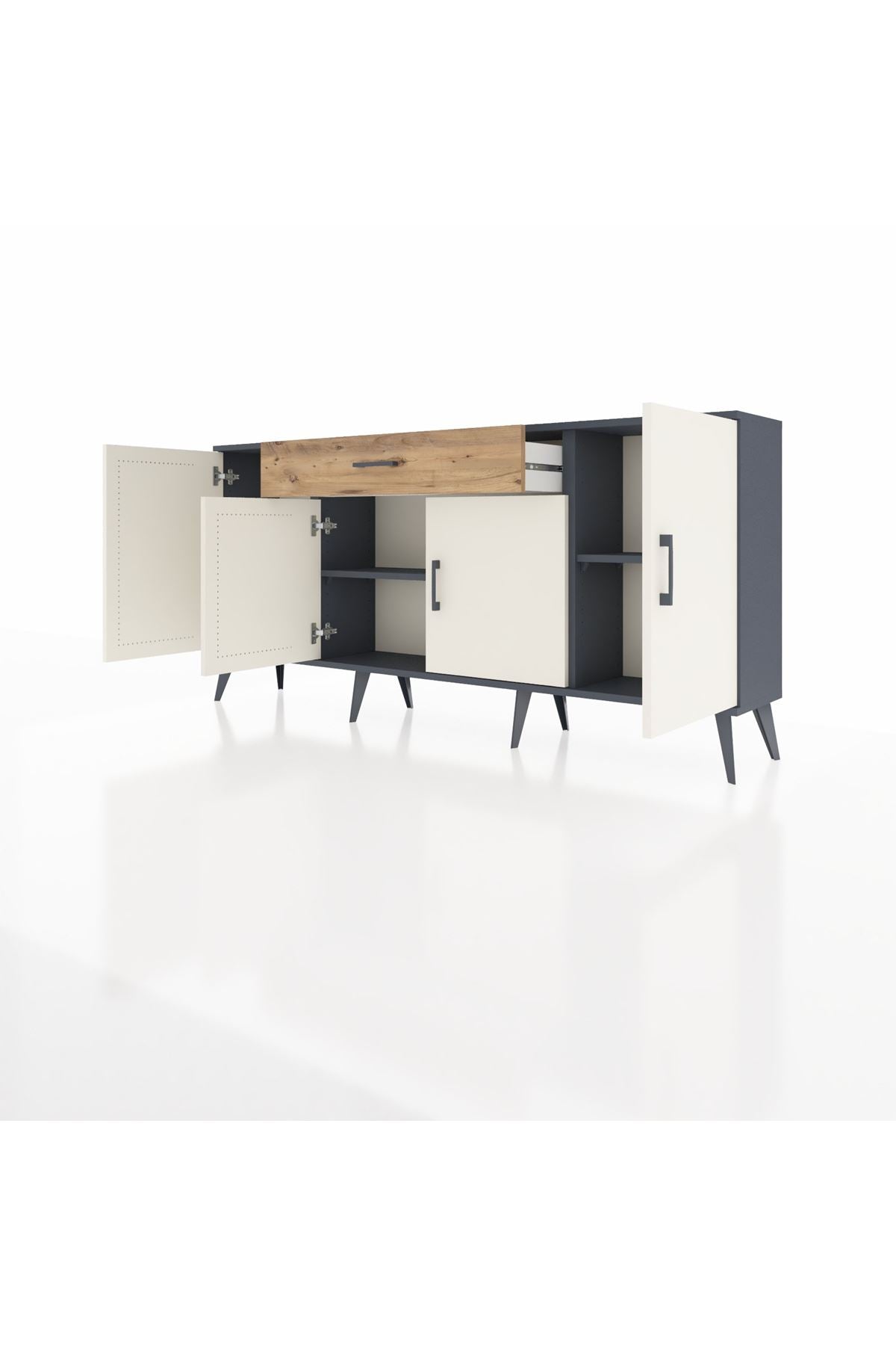 Arges Konsol 3 Raflı Tek Çekmeceli 4 Kapaklı 176x30x83 - S148M007V15A