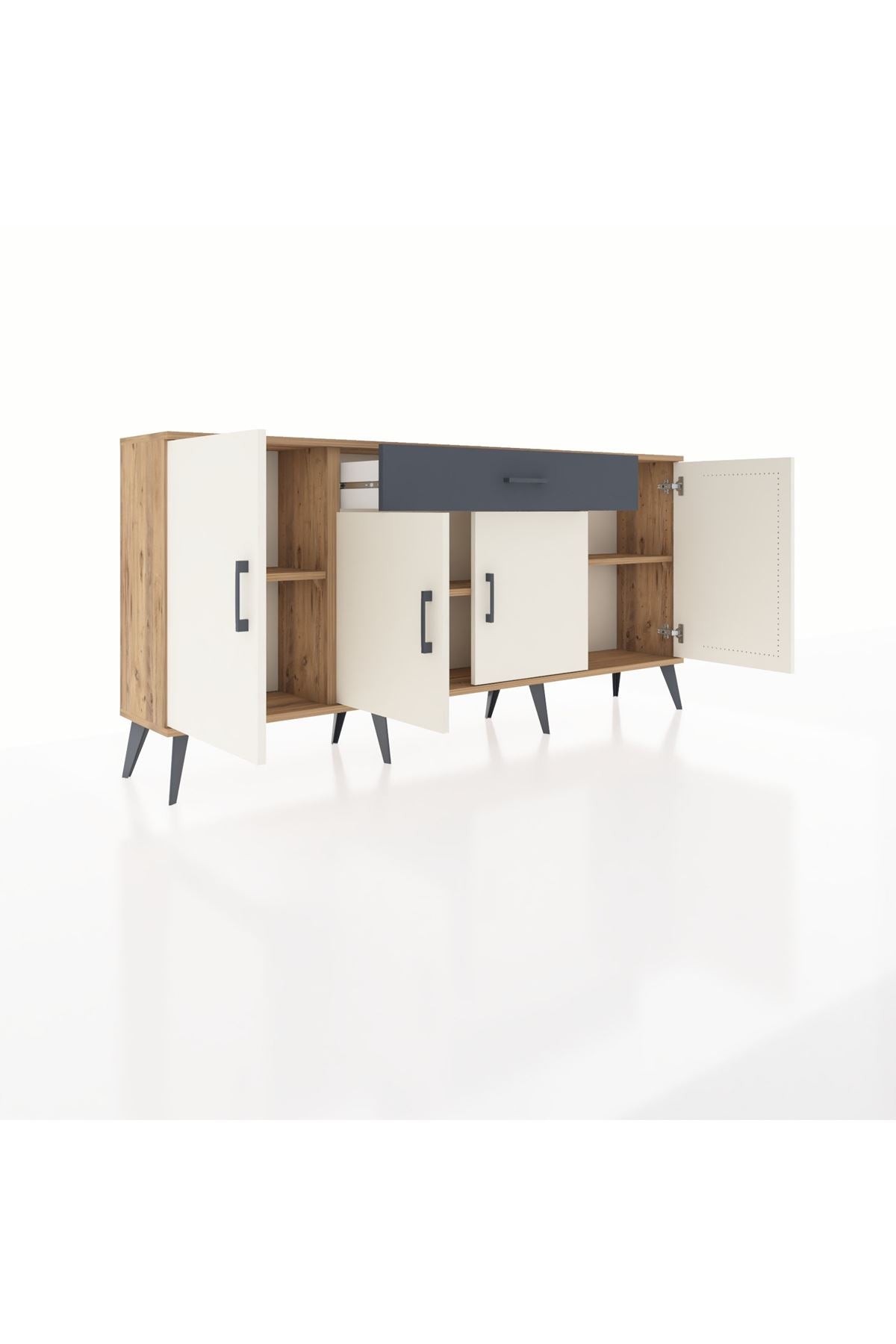 Arges Konsol 3 Raflı Tek Çekmeceli 4 Kapaklı 176x30x83 - S148M007V23A