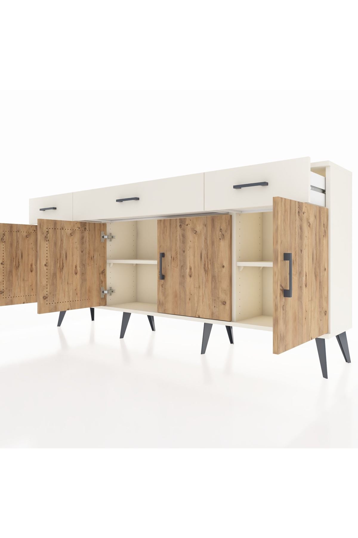Arges Konsol 3 Raflı 3 Çekmeceli 4 Kapaklı 176x30x83 - S148M008V01A