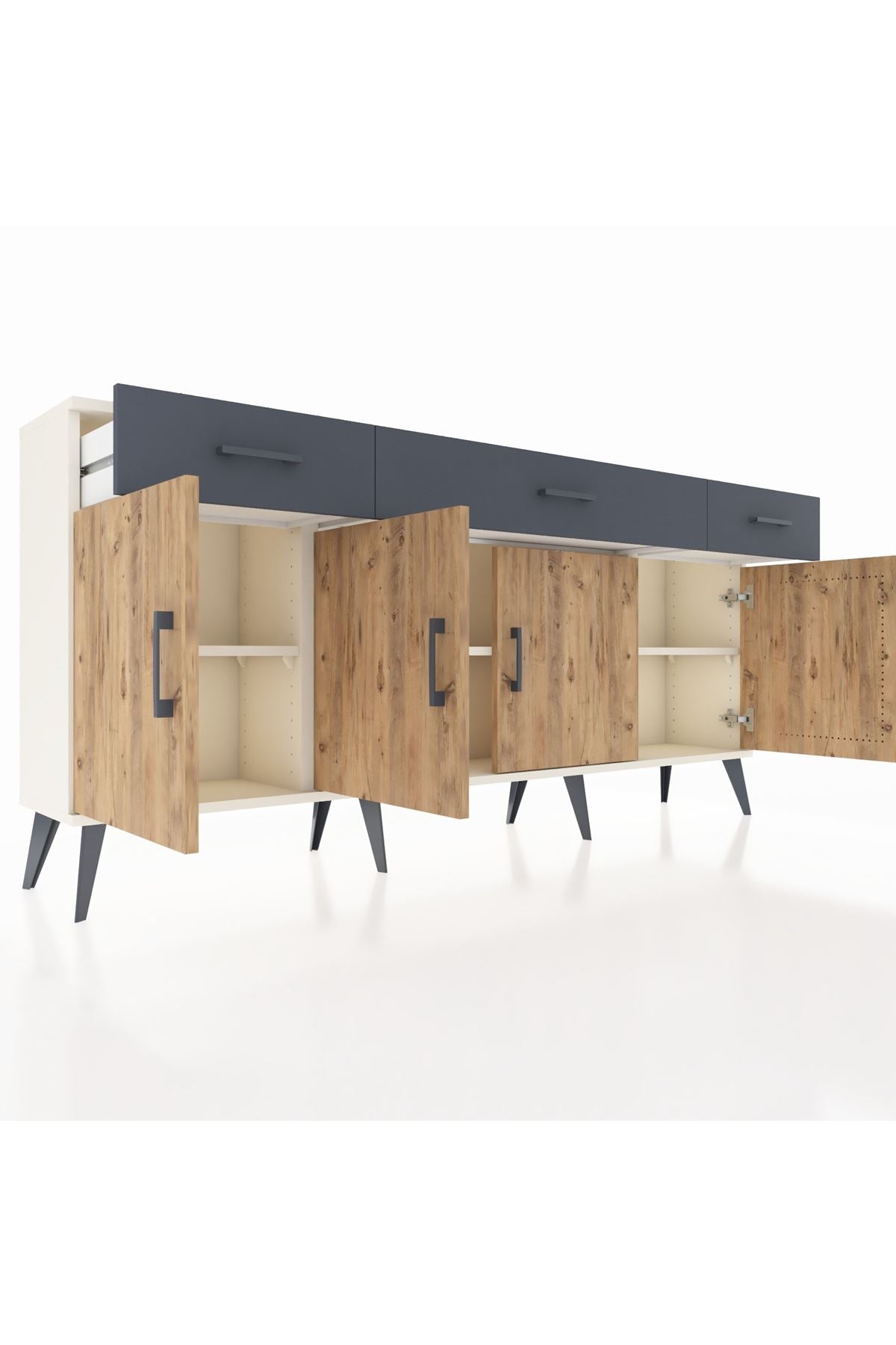 Arges Konsol 3 Raflı 3 Çekmeceli 4 Kapaklı 176x30x83 - S148M008V02A