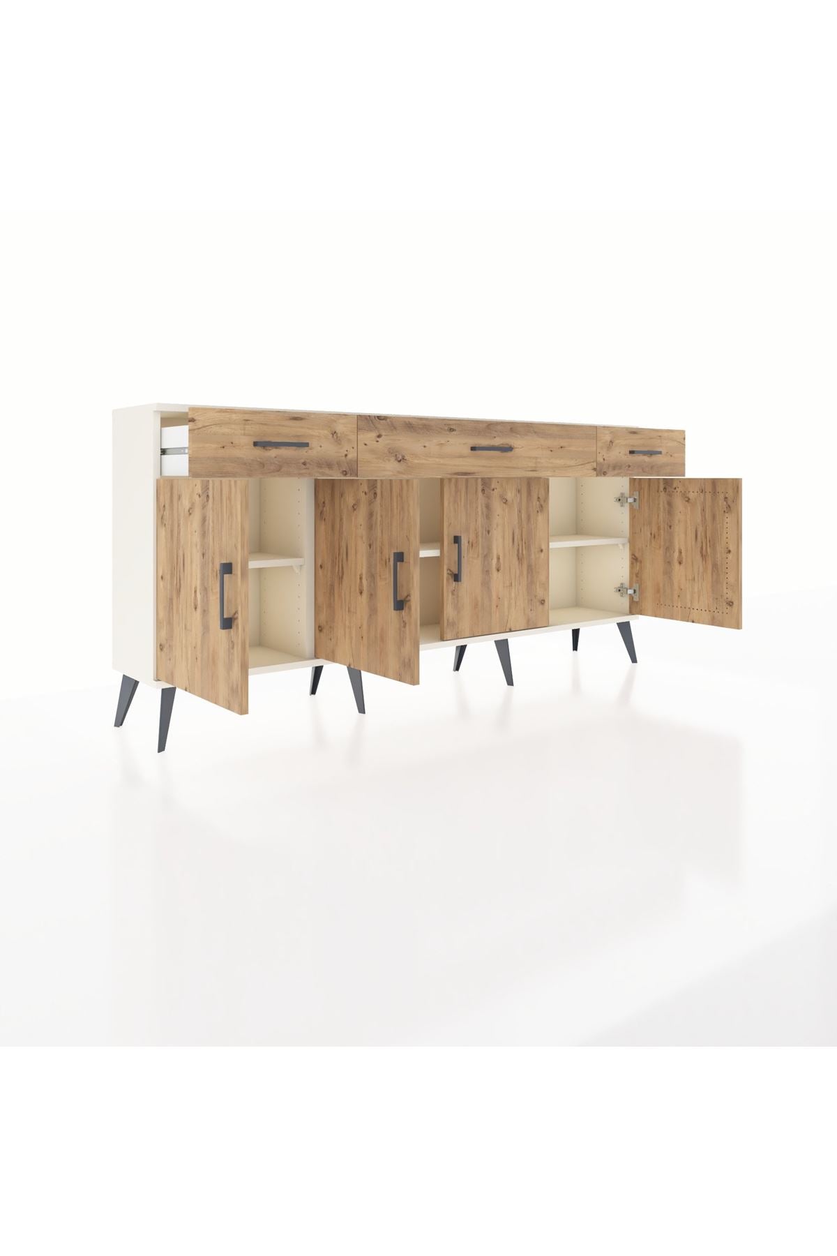 Arges Konsol 3 Raflı 3 Çekmeceli 4 Kapaklı 176x30x83 - S148M008V03A