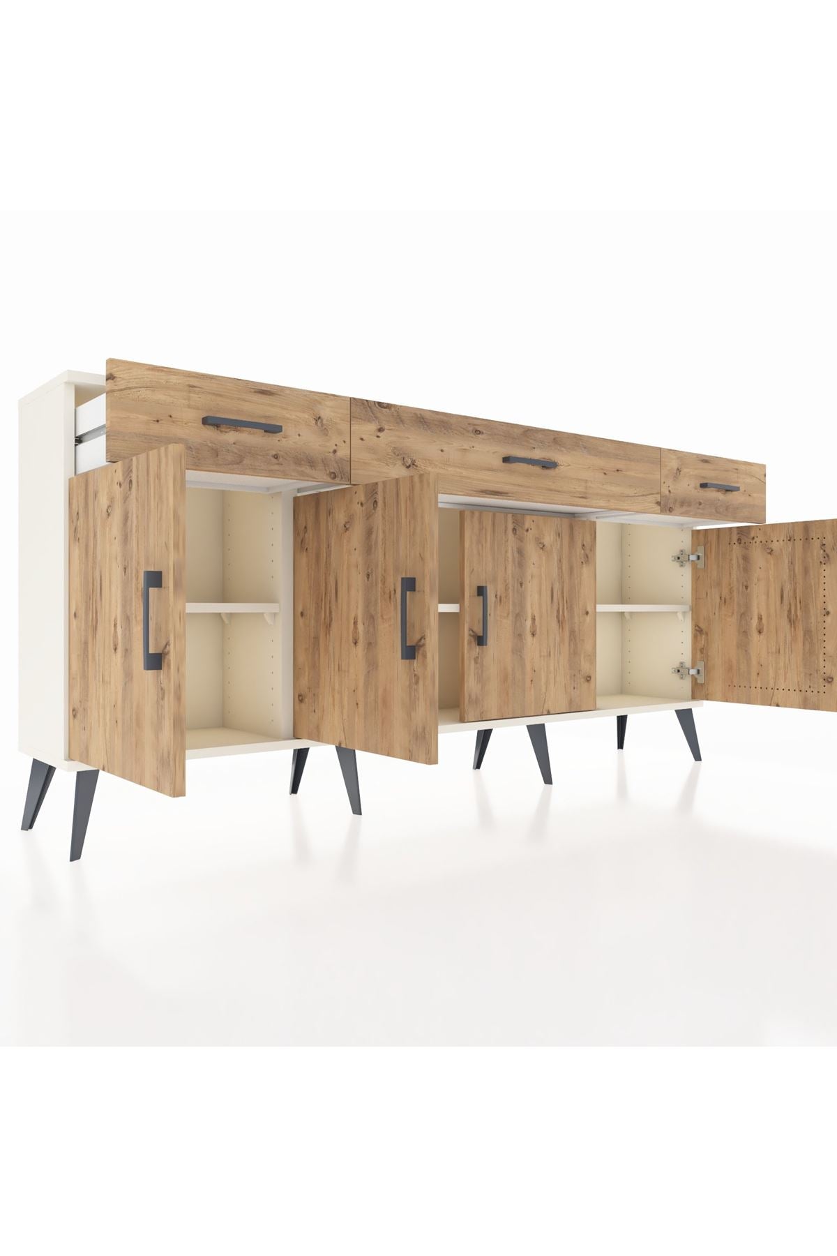 Arges Konsol 3 Raflı 3 Çekmeceli 4 Kapaklı 176x30x83 - S148M008V03A