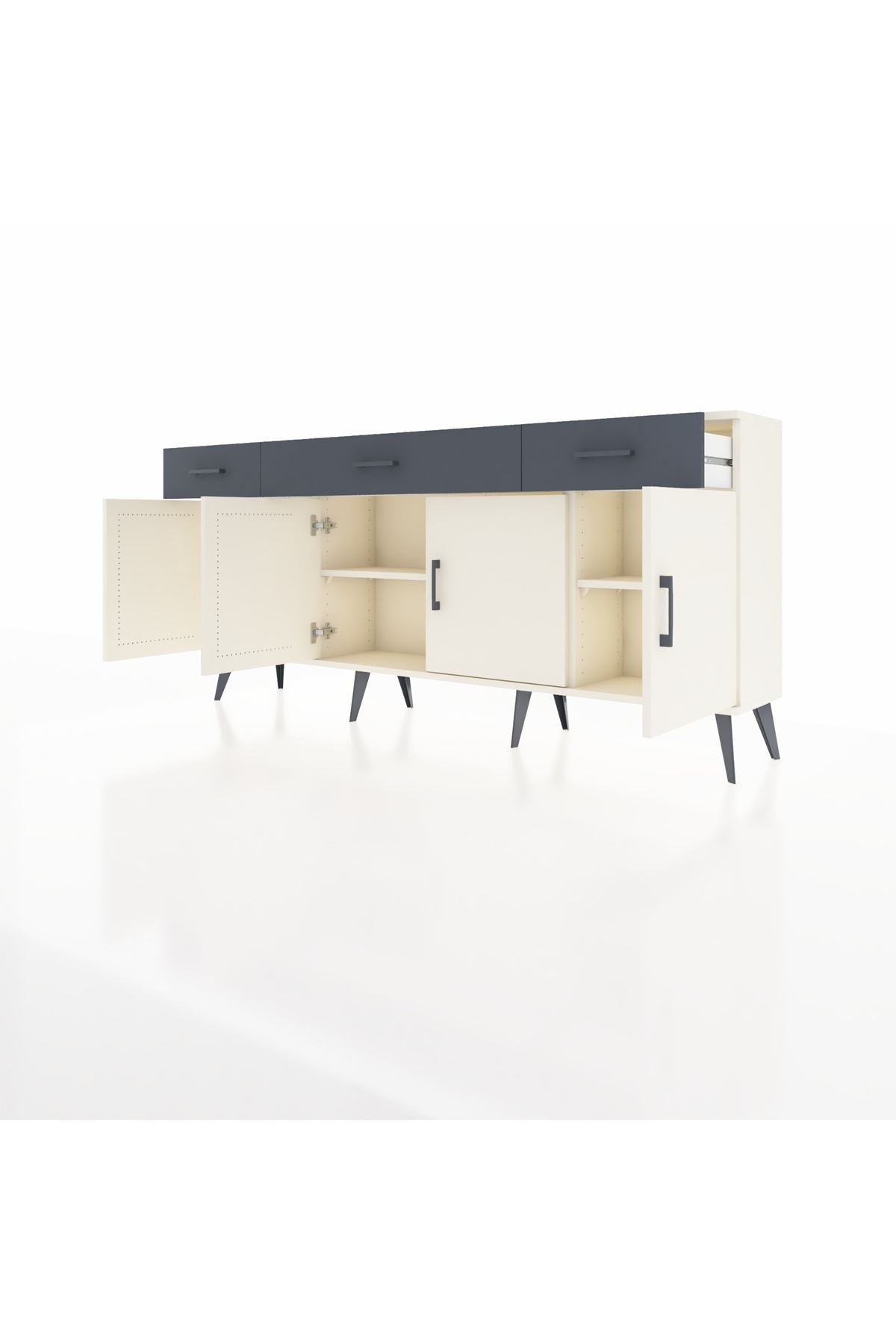 Arges Konsol 3 Raflı 3 Çekmeceli 4 Kapaklı 176x30x83 - S148M008V05A
