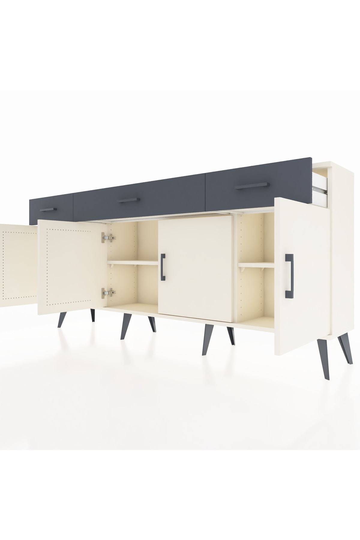 Arges Konsol 3 Raflı 3 Çekmeceli 4 Kapaklı 176x30x83 - S148M008V05A