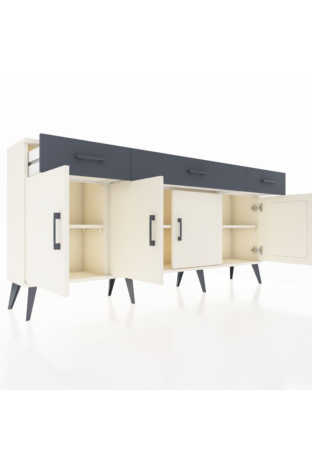 Arges Konsol 3 Raflı 3 Çekmeceli 4 Kapaklı 176x30x83 - S148M008V05A