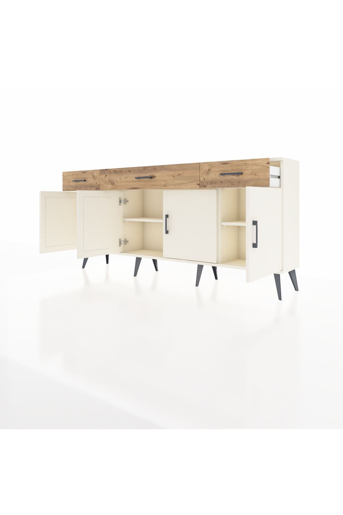 Arges Konsol 3 Raflı 3 Çekmeceli 4 Kapaklı 176x30x83 - S148M008V06A