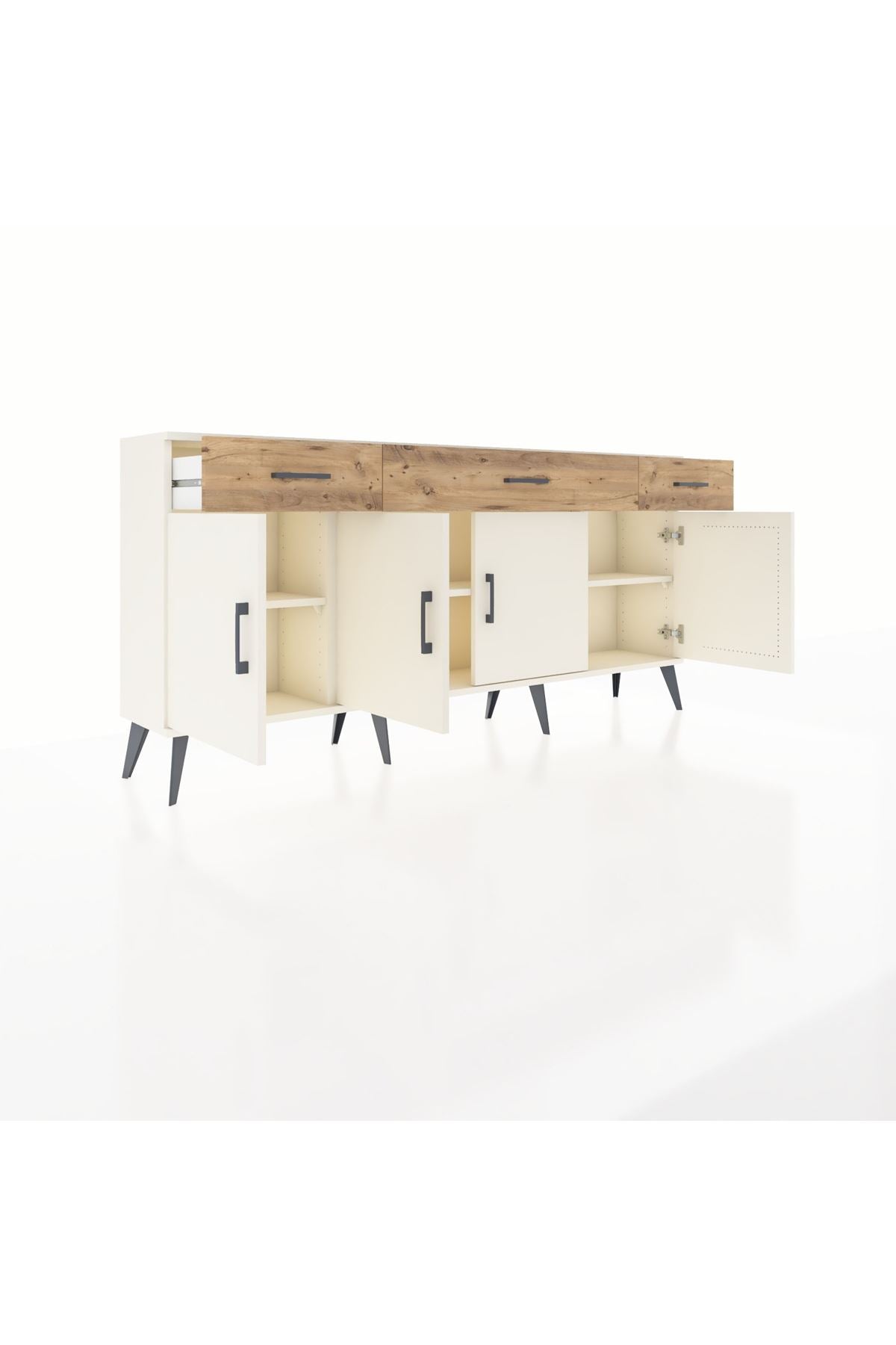 Arges Konsol 3 Raflı 3 Çekmeceli 4 Kapaklı 176x30x83 - S148M008V06A