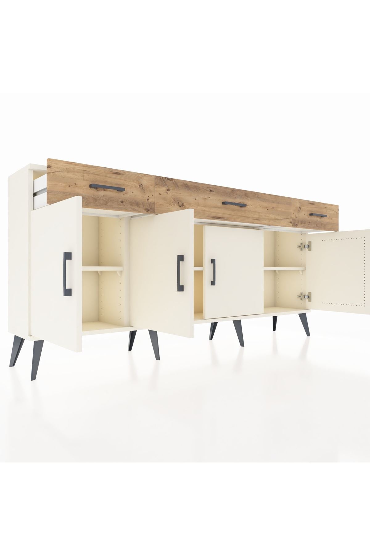 Arges Konsol 3 Raflı 3 Çekmeceli 4 Kapaklı 176x30x83 - S148M008V06A