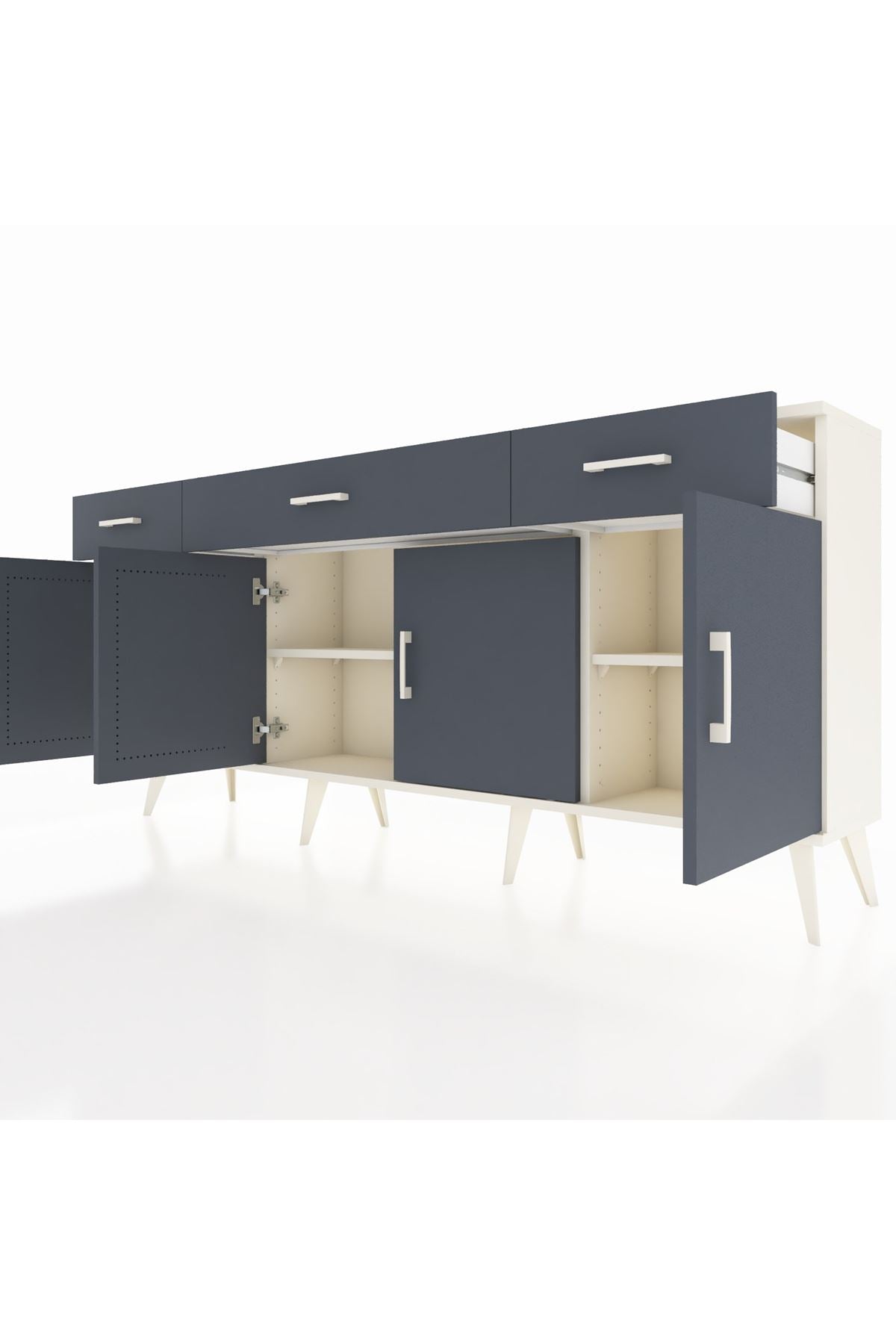 Arges Konsol 3 Raflı 3 Çekmeceli 4 Kapaklı 176x30x83 - S148M008V08A