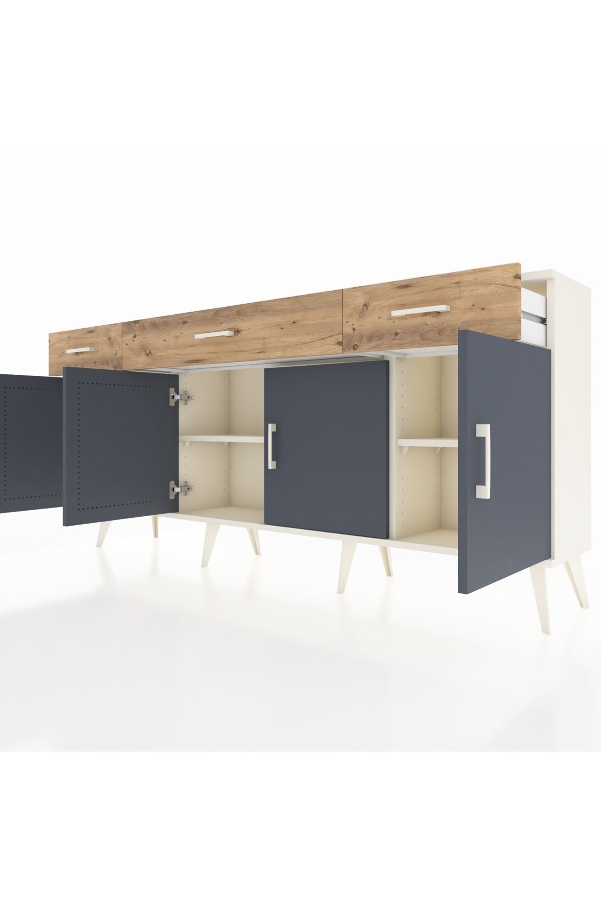 Arges Konsol 3 Raflı 3 Çekmeceli 4 Kapaklı 176x30x83 - S148M008V09A