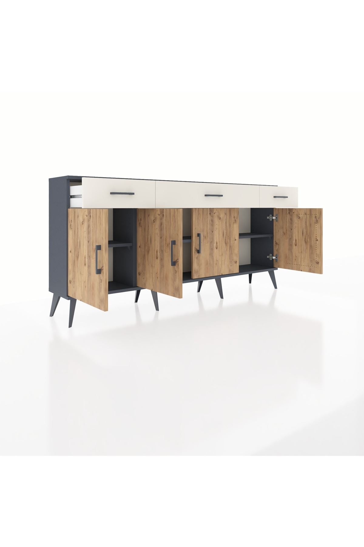 Arges Konsol 3 Raflı 3 Çekmeceli 4 Kapaklı 176x30x83 - S148M008V10A