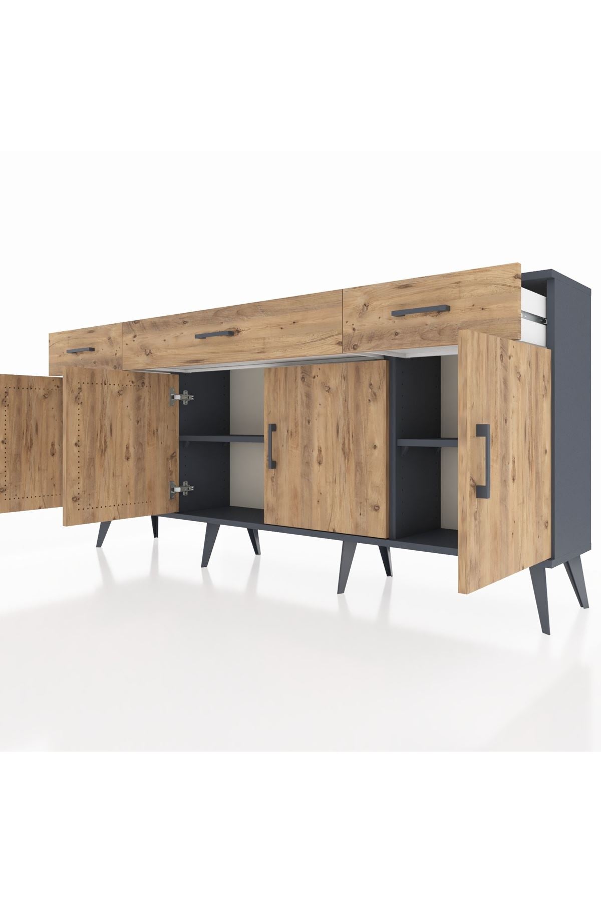 Arges Konsol 3 Raflı 3 Çekmeceli 4 Kapaklı 176x30x83 - S148M008V12A