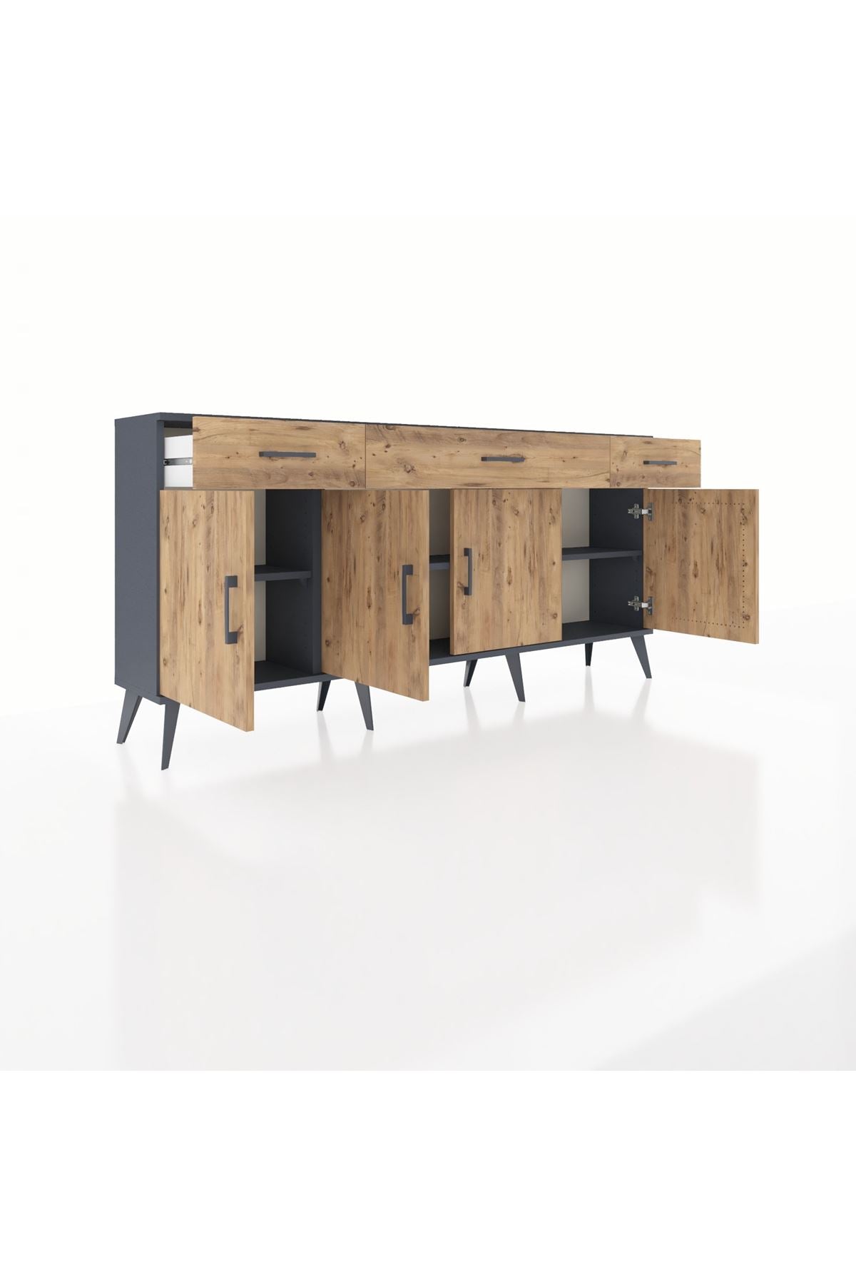 Arges Konsol 3 Raflı 3 Çekmeceli 4 Kapaklı 176x30x83 - S148M008V12A