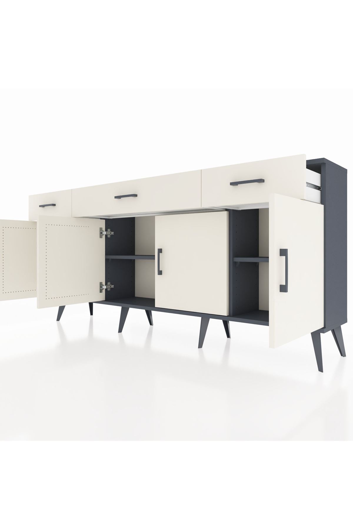 Arges Konsol 3 Raflı 3 Çekmeceli 4 Kapaklı 176x30x83 - S148M008V13A