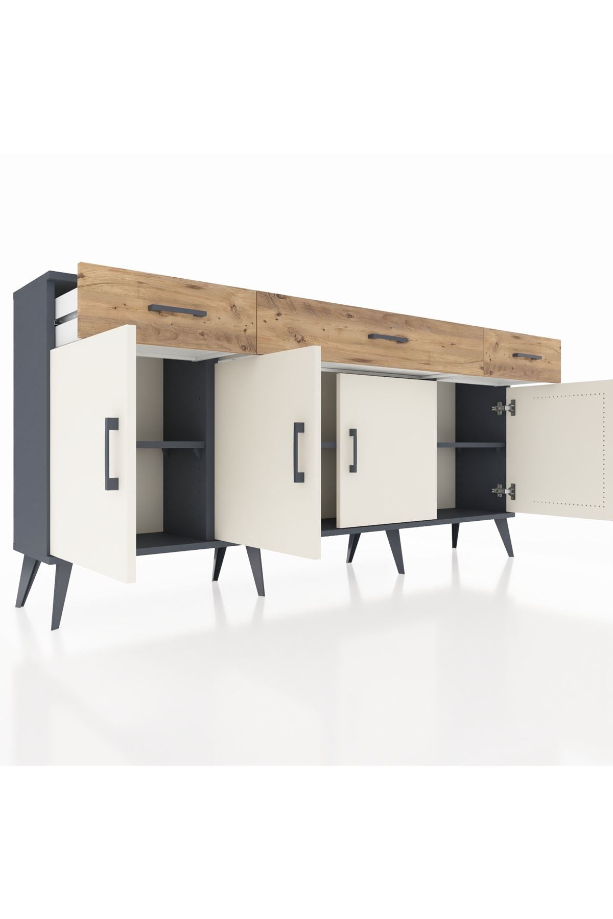 Arges Konsol 3 Raflı 3 Çekmeceli 4 Kapaklı 176x30x83 - S148M008V15A