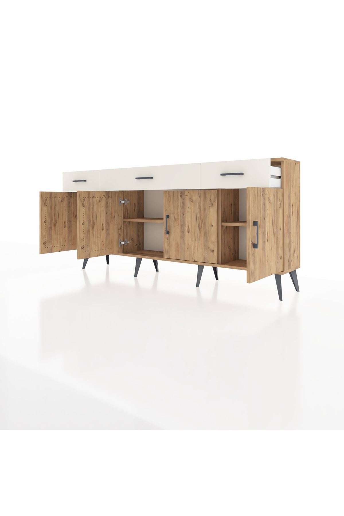 Arges Konsol 3 Raflı 3 Çekmeceli 4 Kapaklı 176x30x83 - S148M008V19A