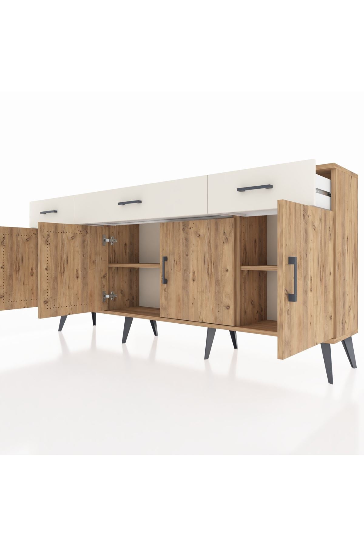 Arges Konsol 3 Raflı 3 Çekmeceli 4 Kapaklı 176x30x83 - S148M008V19A