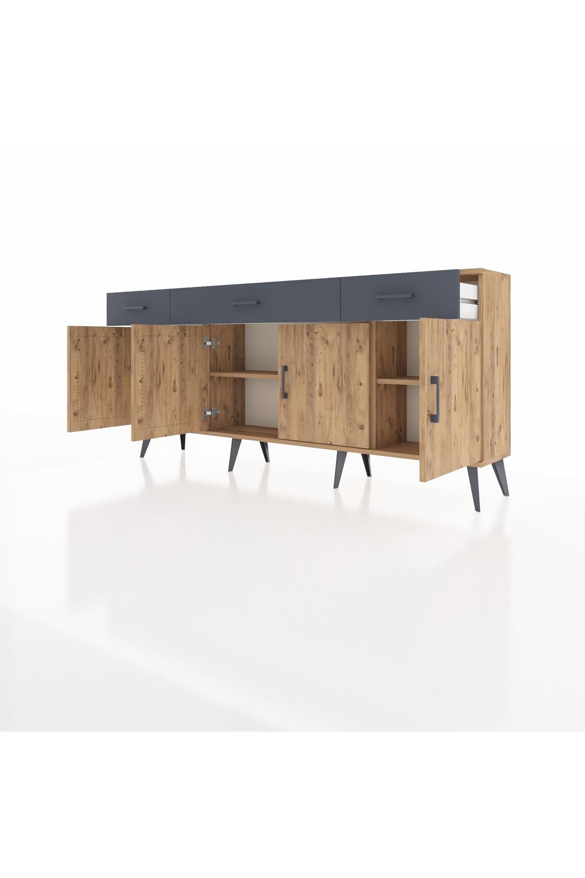 Arges Konsol 3 Raflı 3 Çekmeceli 4 Kapaklı 176x30x83 - S148M008V20A