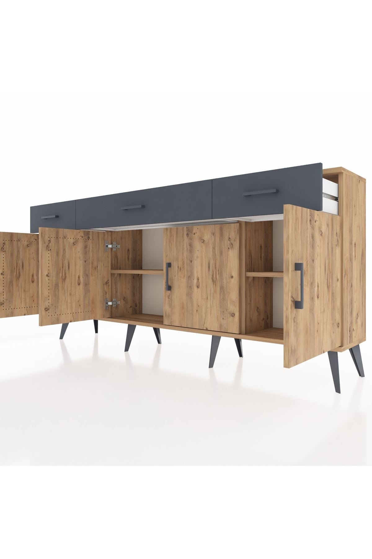 Arges Konsol 3 Raflı 3 Çekmeceli 4 Kapaklı 176x30x83 - S148M008V20A