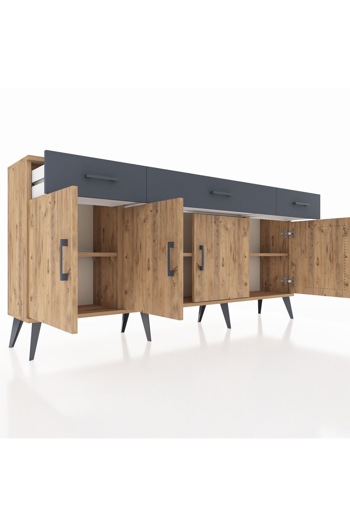 Arges Konsol 3 Raflı 3 Çekmeceli 4 Kapaklı 176x30x83 - S148M008V20A