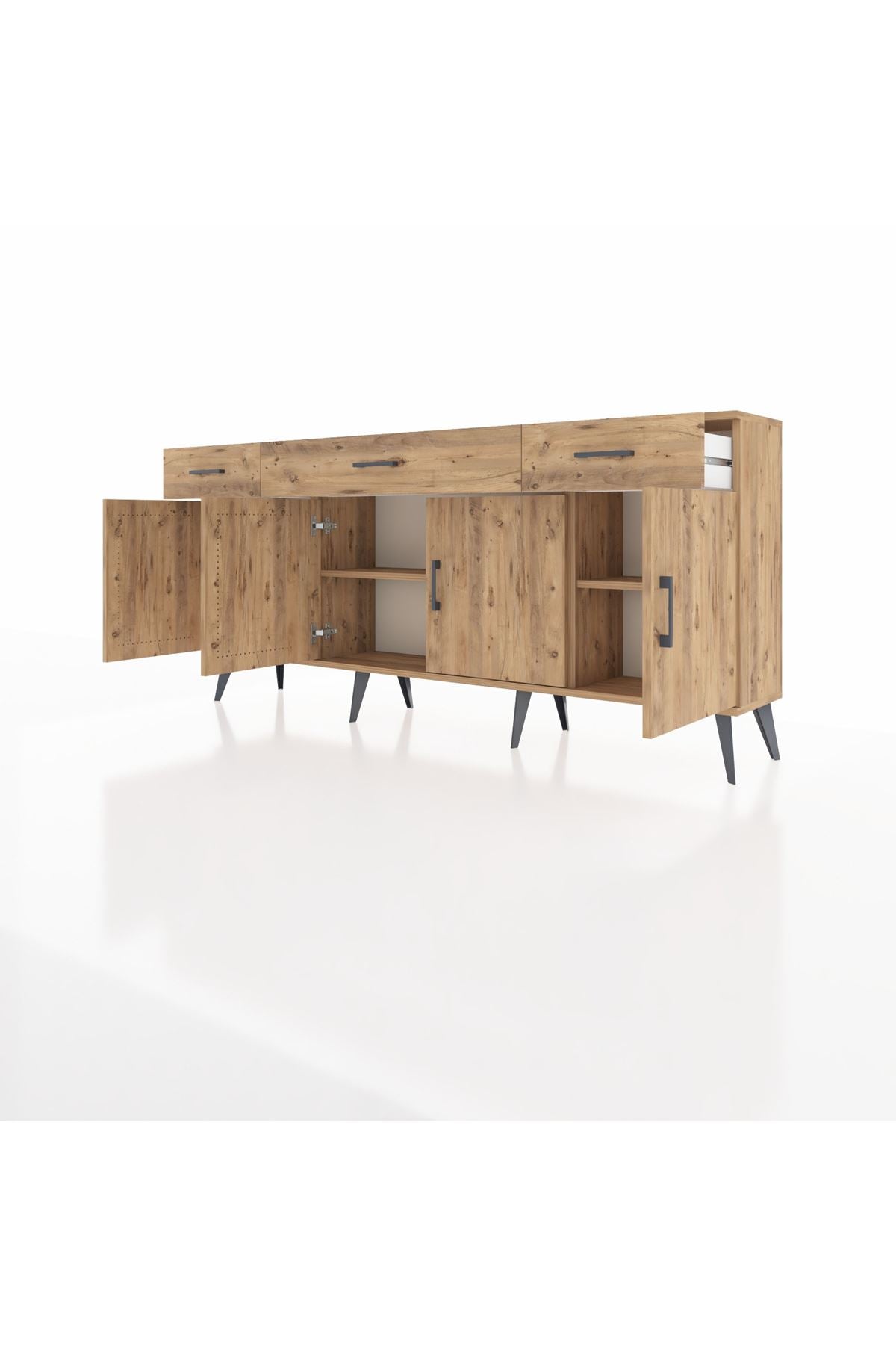 Arges Konsol 3 Raflı 3 Çekmeceli 4 Kapaklı 176x30x83 - S148M008V21A