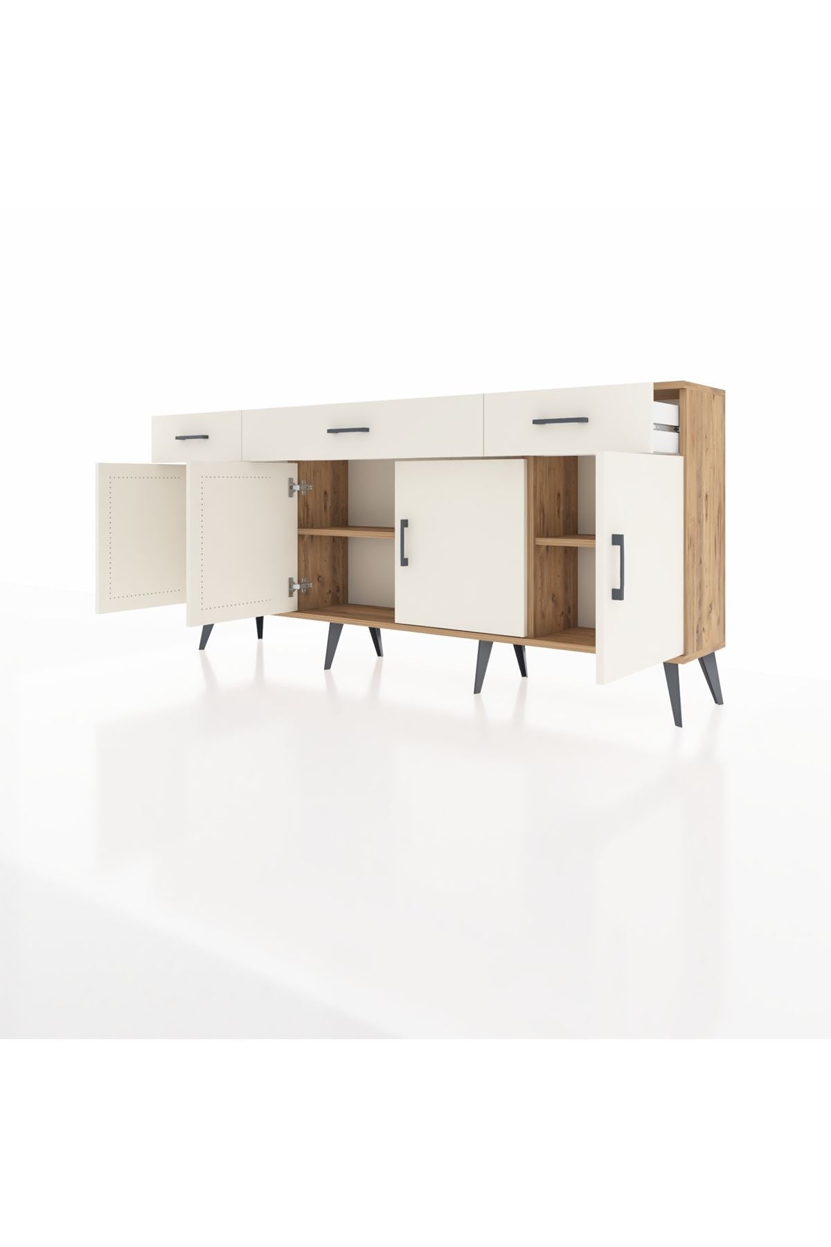 Arges Konsol 3 Raflı 3 Çekmeceli 4 Kapaklı 176x30x83 - S148M008V22A