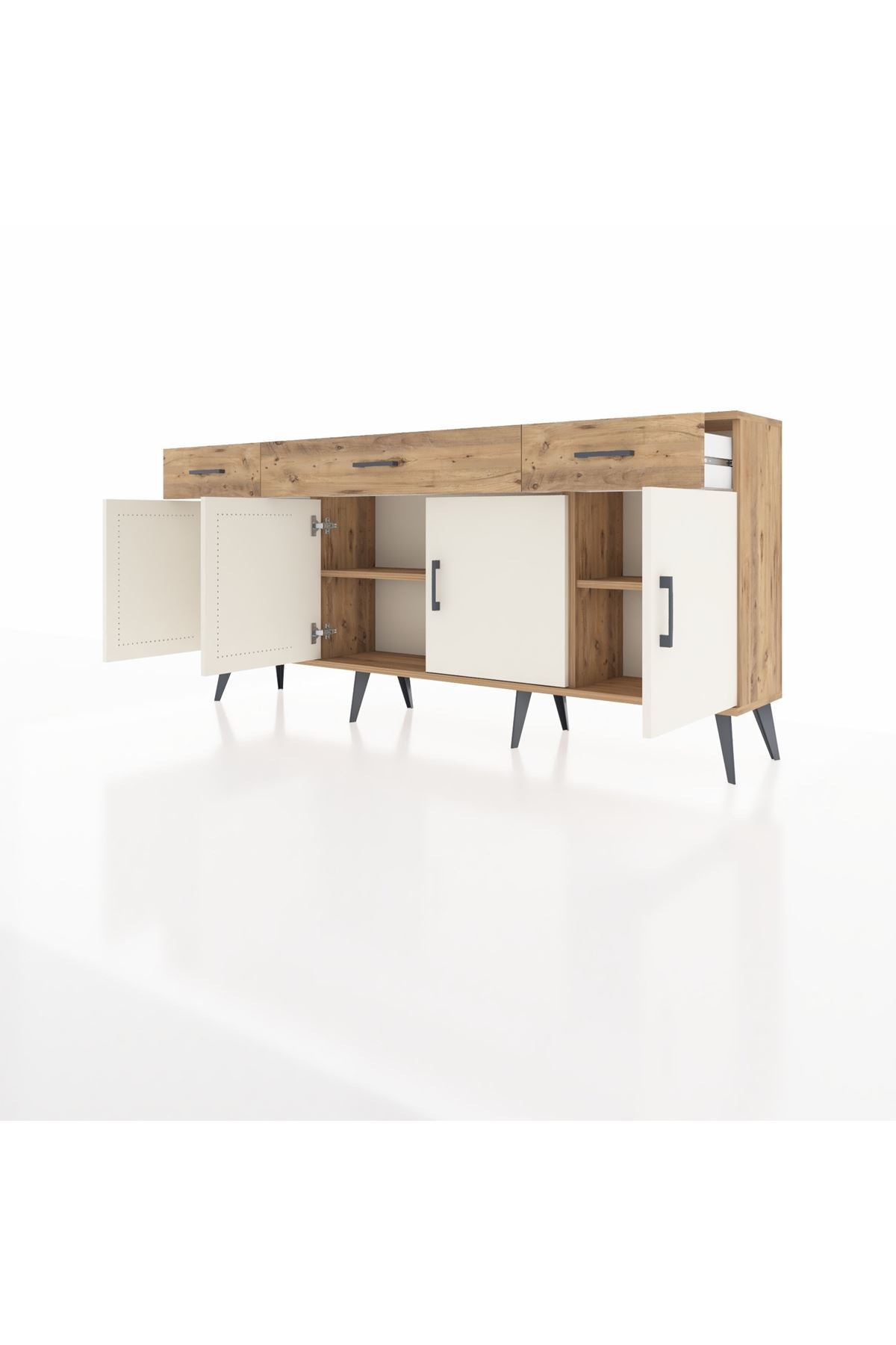 Arges Konsol 3 Raflı 3 Çekmeceli 4 Kapaklı 176x30x83 - S148M008V24A