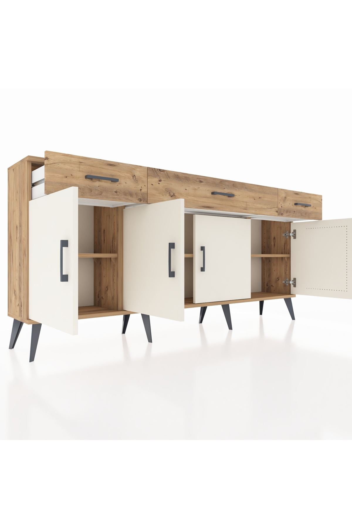 Arges Konsol 3 Raflı 3 Çekmeceli 4 Kapaklı 176x30x83 - S148M008V24A