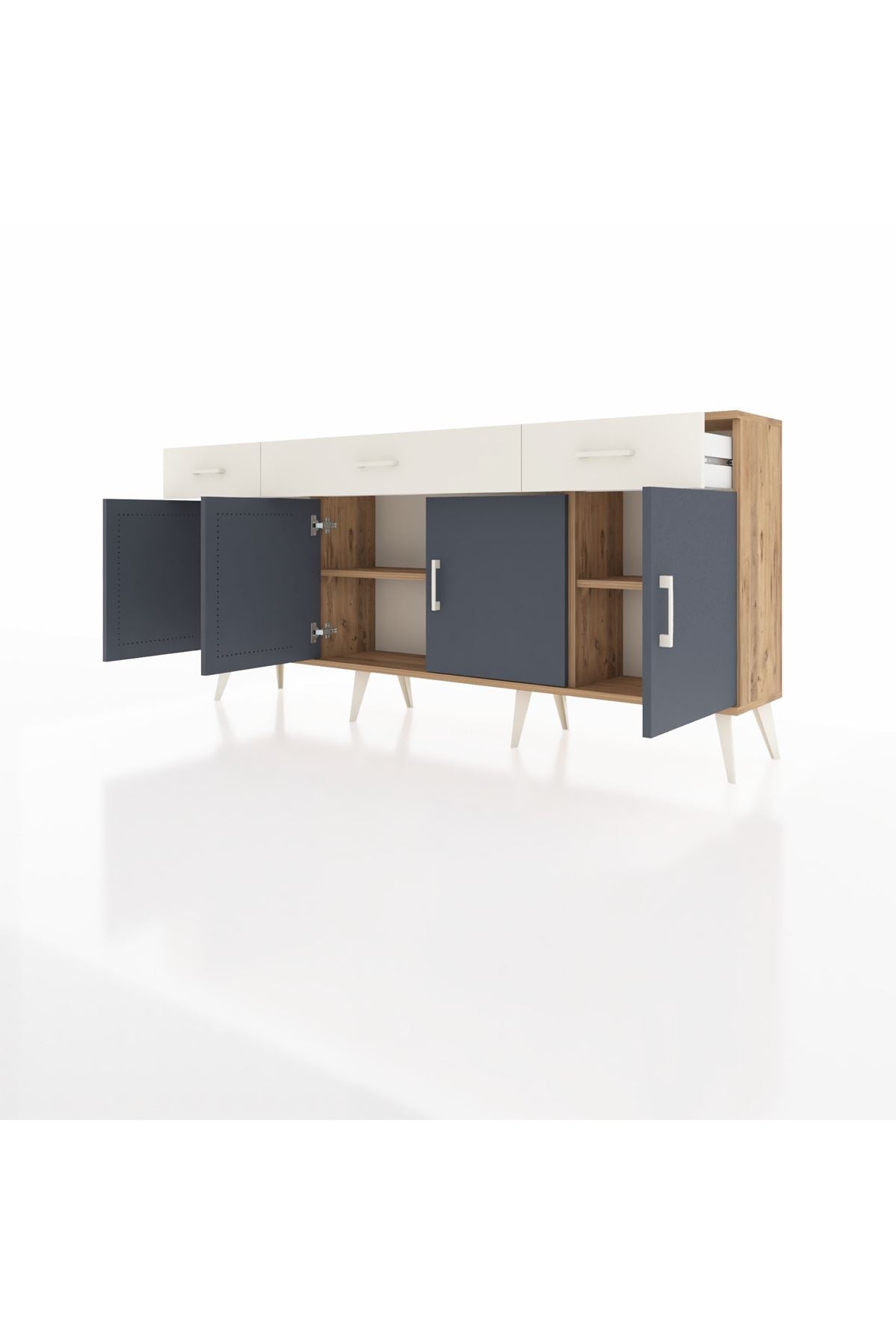 Arges Konsol 3 Raflı 3 Çekmeceli 4 Kapaklı 176x30x83 - S148M008V25A