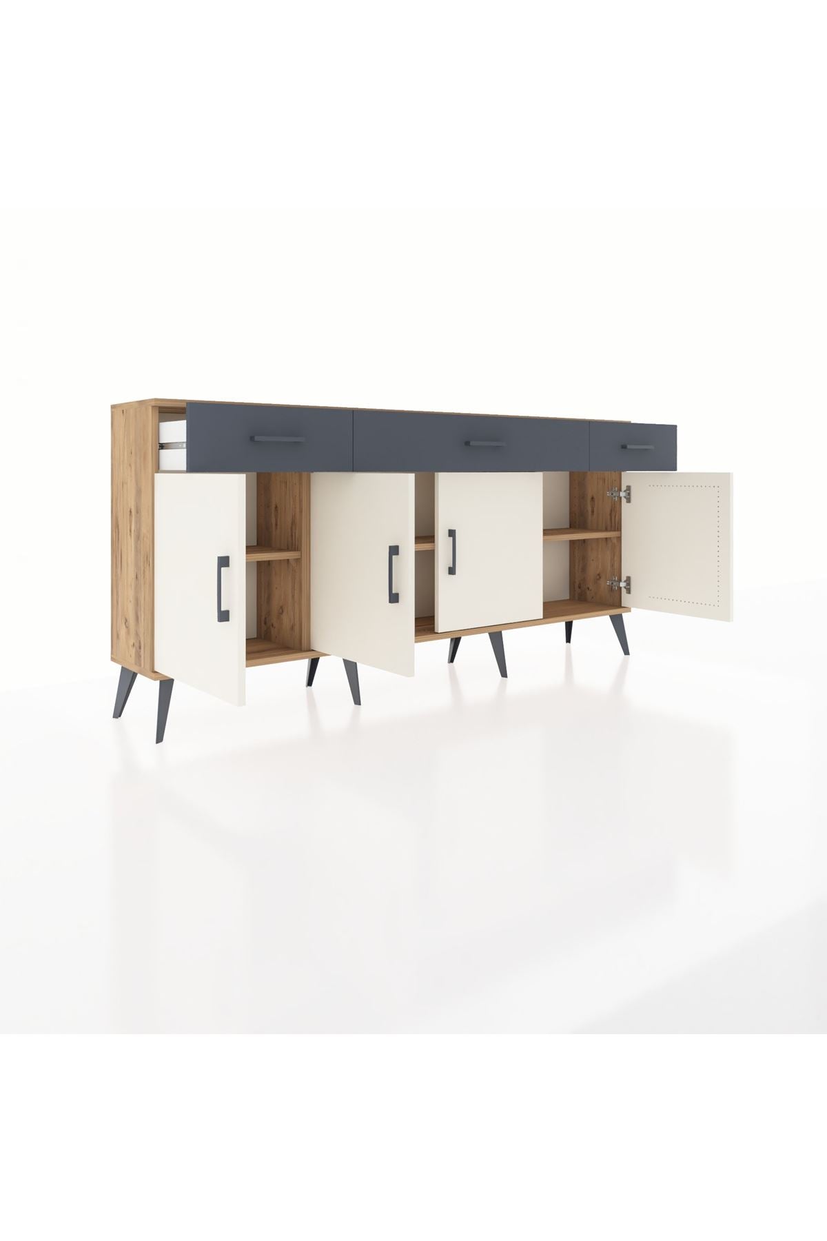 Arges Konsol 3 Raflı 3 Çekmeceli 4 Kapaklı 176x30x83 - S148M008V23A