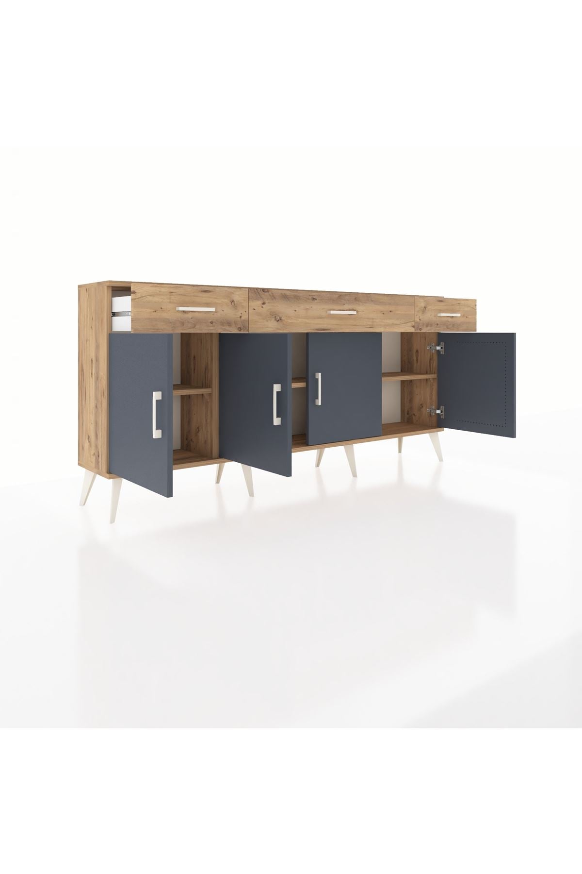 Arges Konsol 3 Raflı 3 Çekmeceli 4 Kapaklı 176x30x83 - S148M008V27A