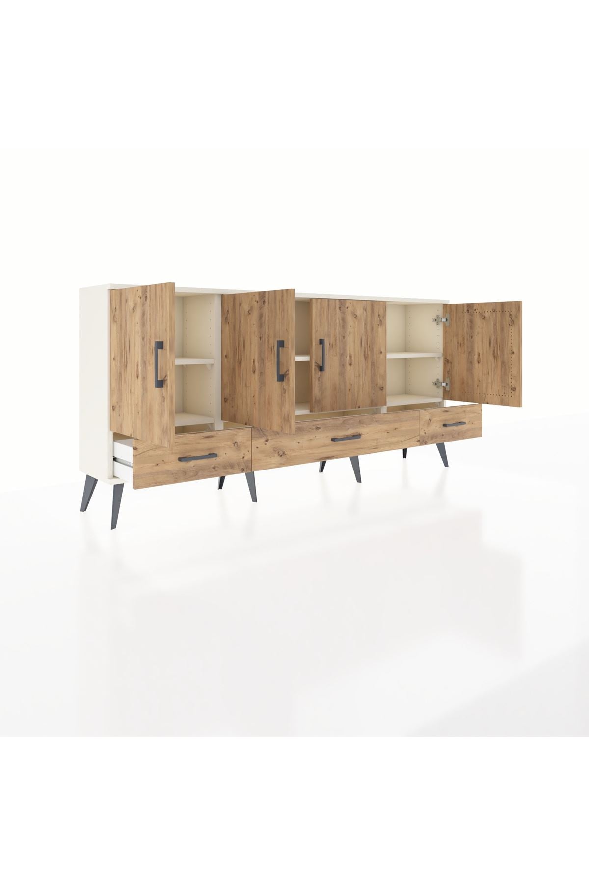 Arges Konsol 6 Raflı 3 Çekmeceli 4 Kapaklı 176x30x83 - S148M009V03A