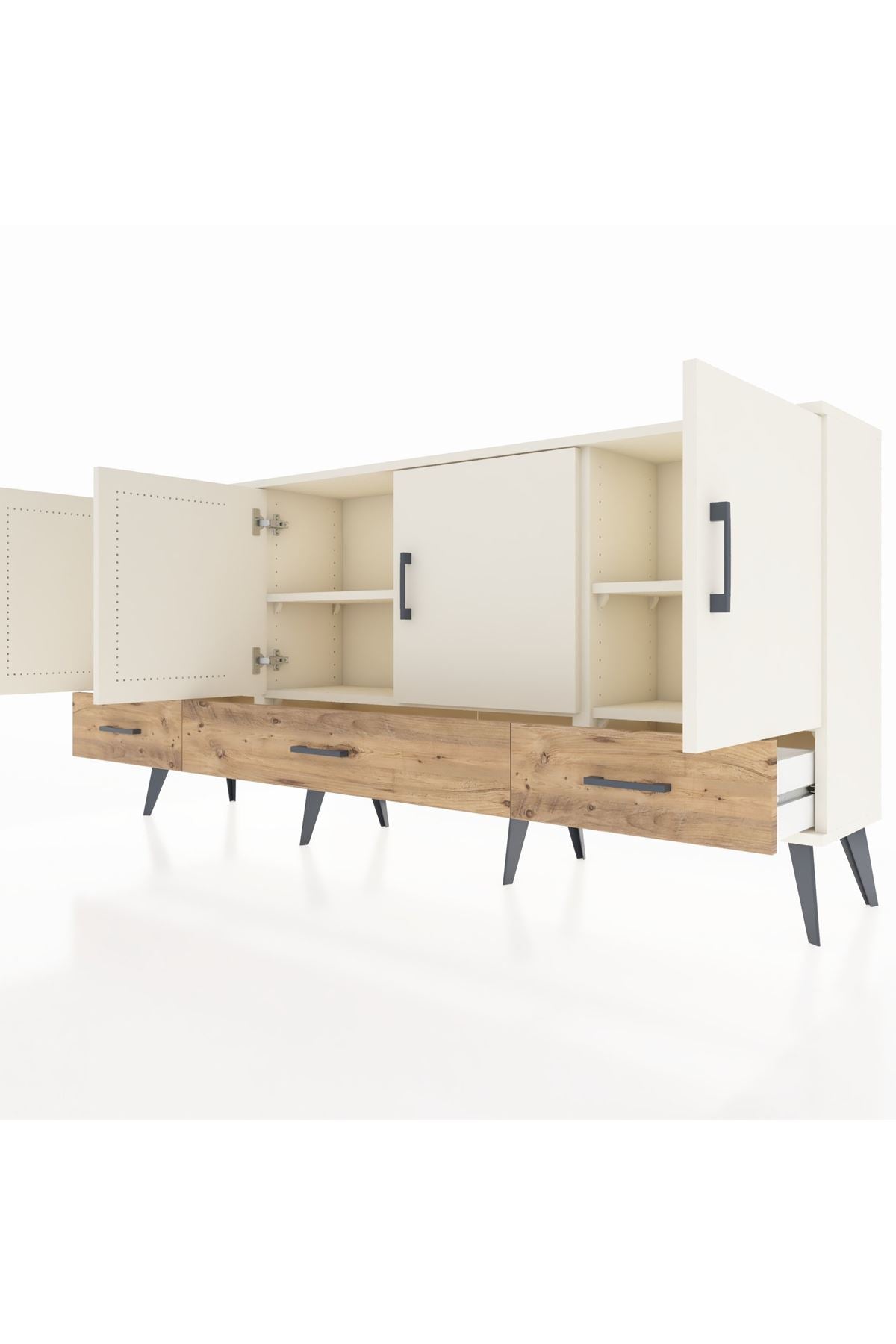 Arges Konsol 6 Raflı 3 Çekmeceli 4 Kapaklı 176x30x83 - S148M009V06A