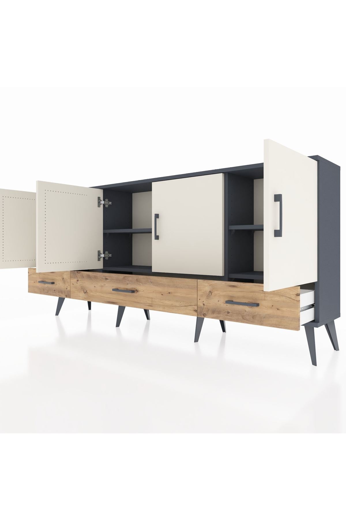 Arges Konsol 6 Raflı 3 Çekmeceli 4 Kapaklı 176x30x83 - S148M009V15A