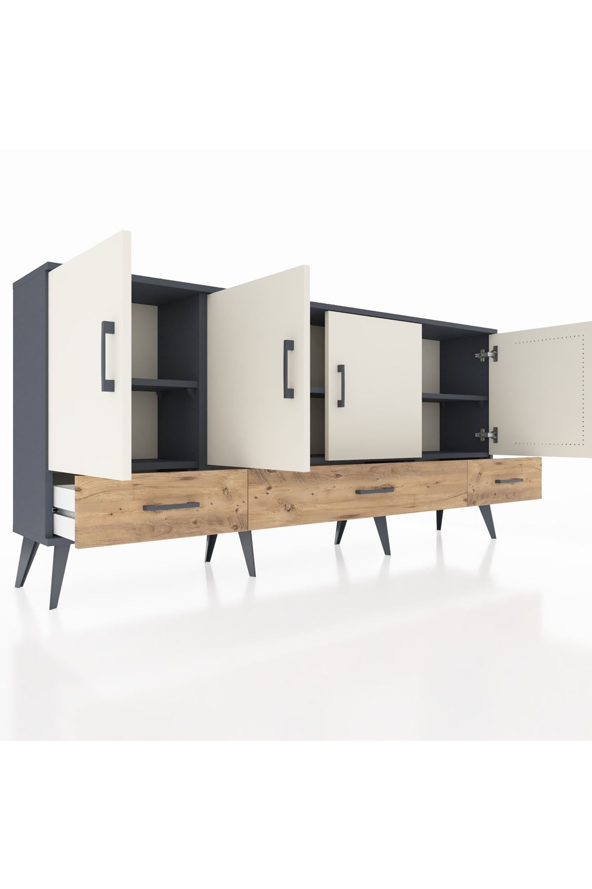 Arges Konsol 6 Raflı 3 Çekmeceli 4 Kapaklı 176x30x83 - S148M009V15A