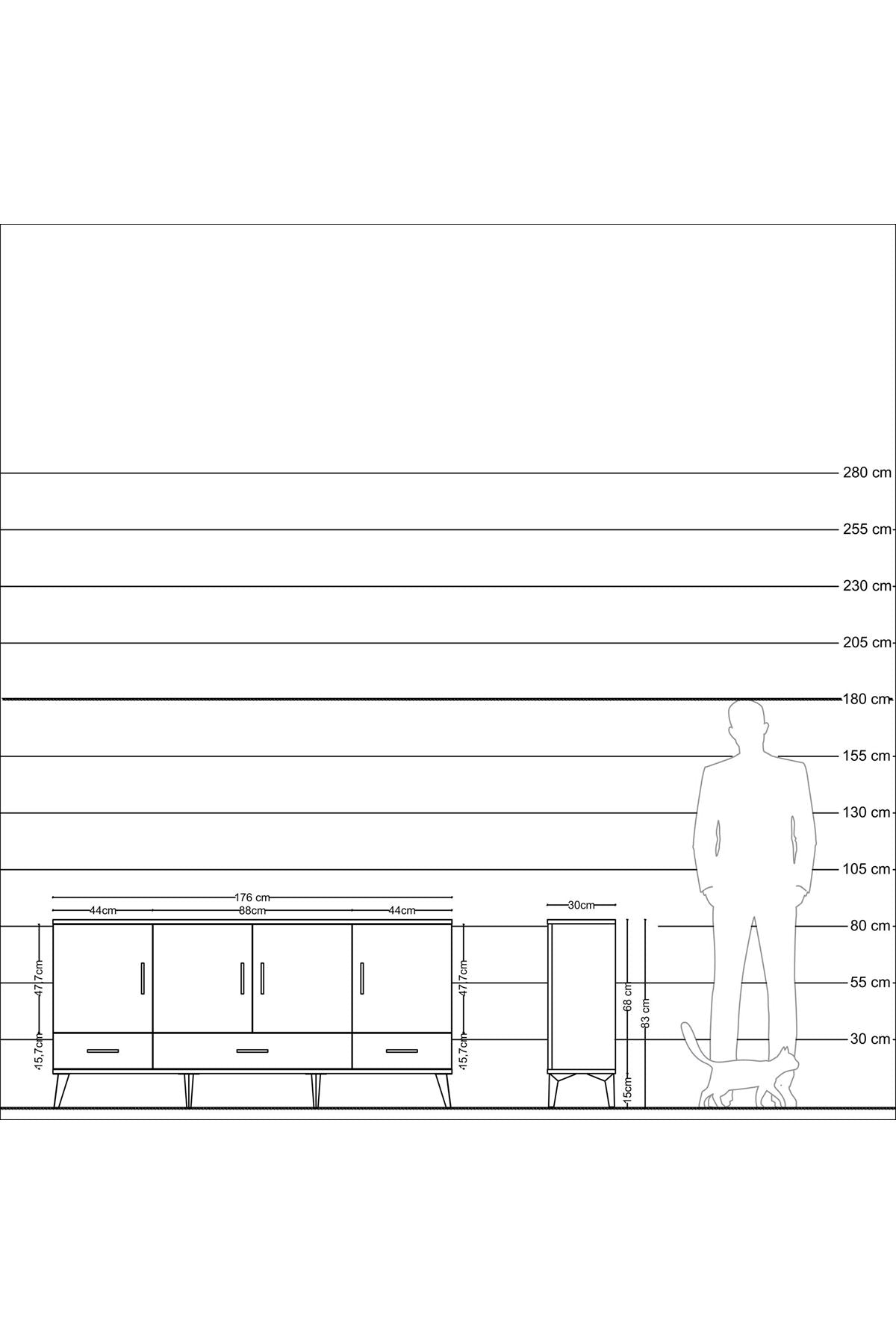 Arges Konsol 6 Raflı 3 Çekmeceli 4 Kapaklı 176x30x83 - S148M009V26A