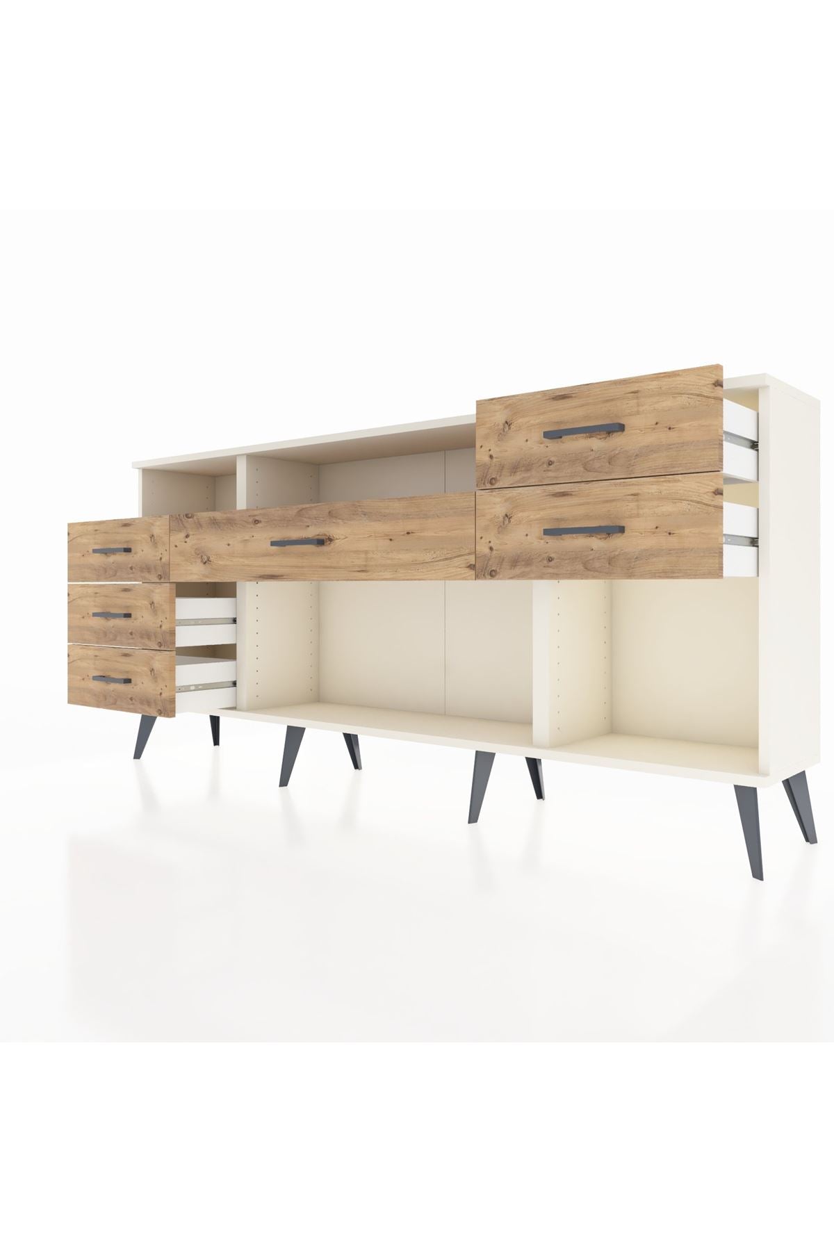 Arges Konsol 2 Raflı 6 Çekmeceli 176x30x83 - S148M012V03A