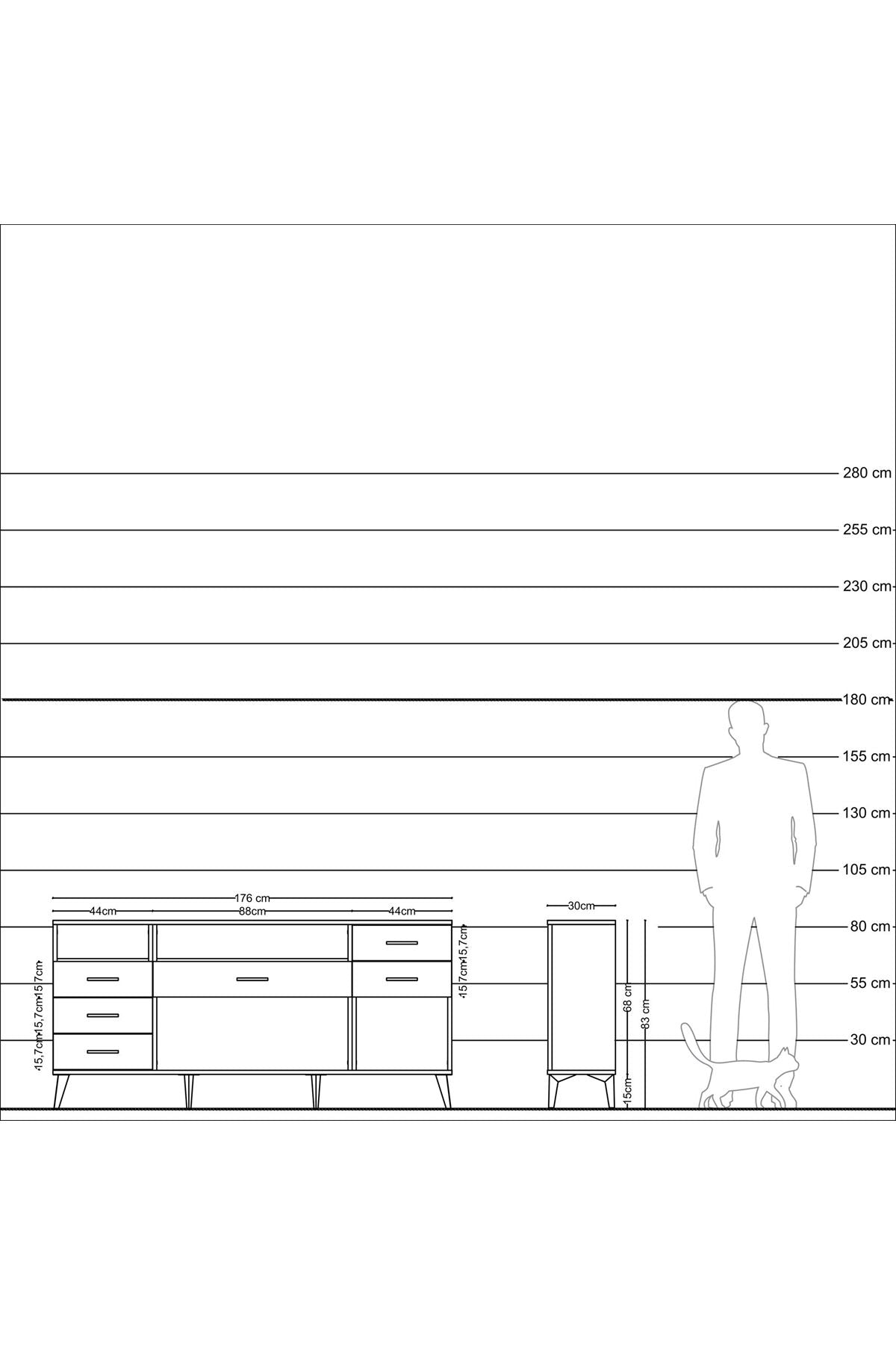 Arges Konsol 2 Raflı 6 Çekmeceli 176x30x83 - S148M012V08A