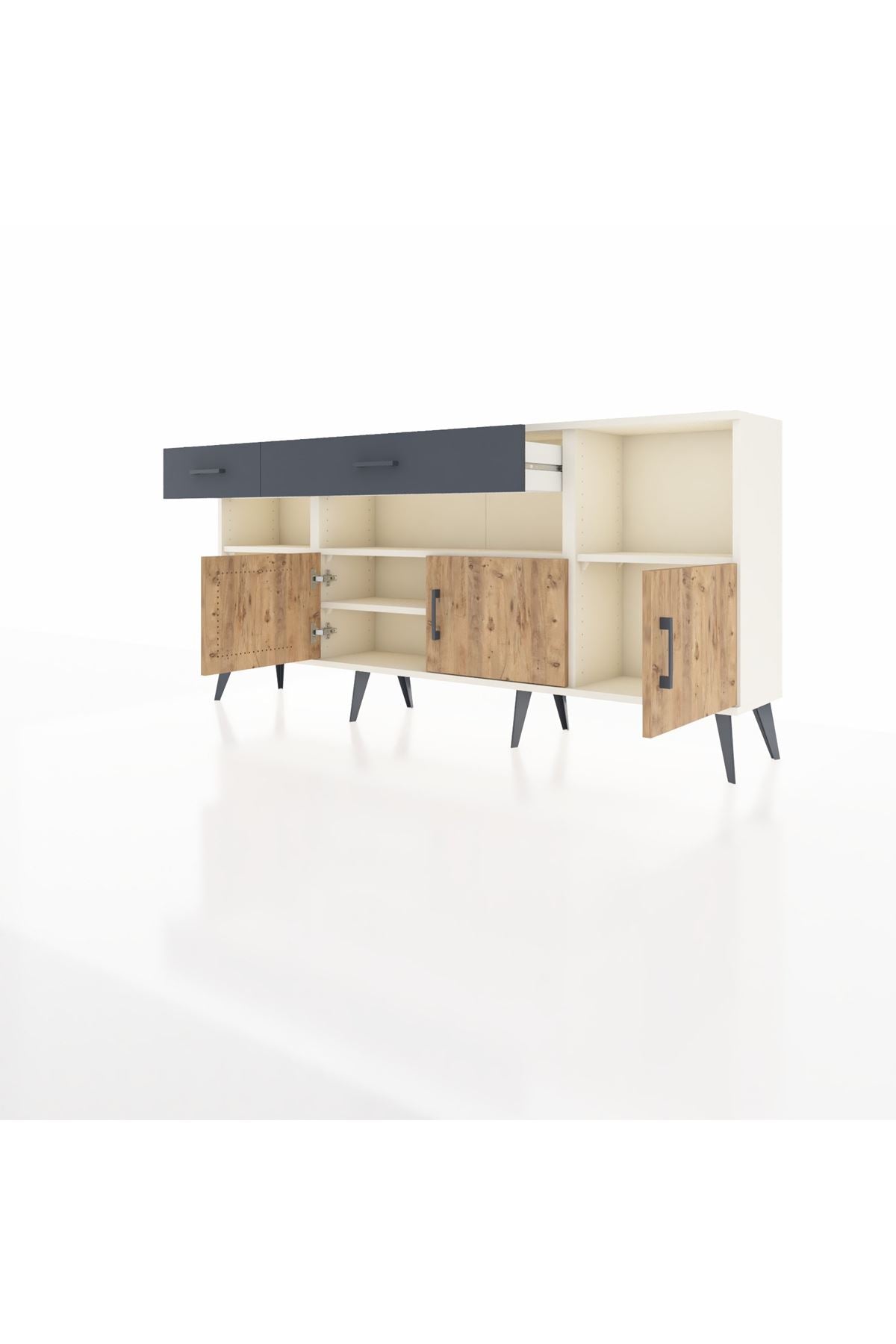 Arges Konsol 5 Raflı 2 Çekmeceli 3 Kapaklı 176x30x83 - S148M013V02A
